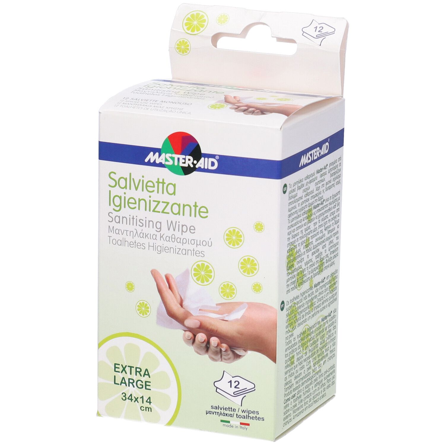 Master-Aid Savietta Impregnata Di Soluzione Igienizzante Xl 12 Pezzi