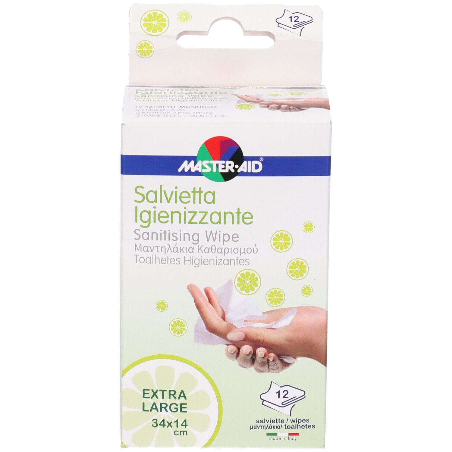 Master-Aid Savietta Impregnata Di Soluzione Igienizzante Xl 12 Pezzi
