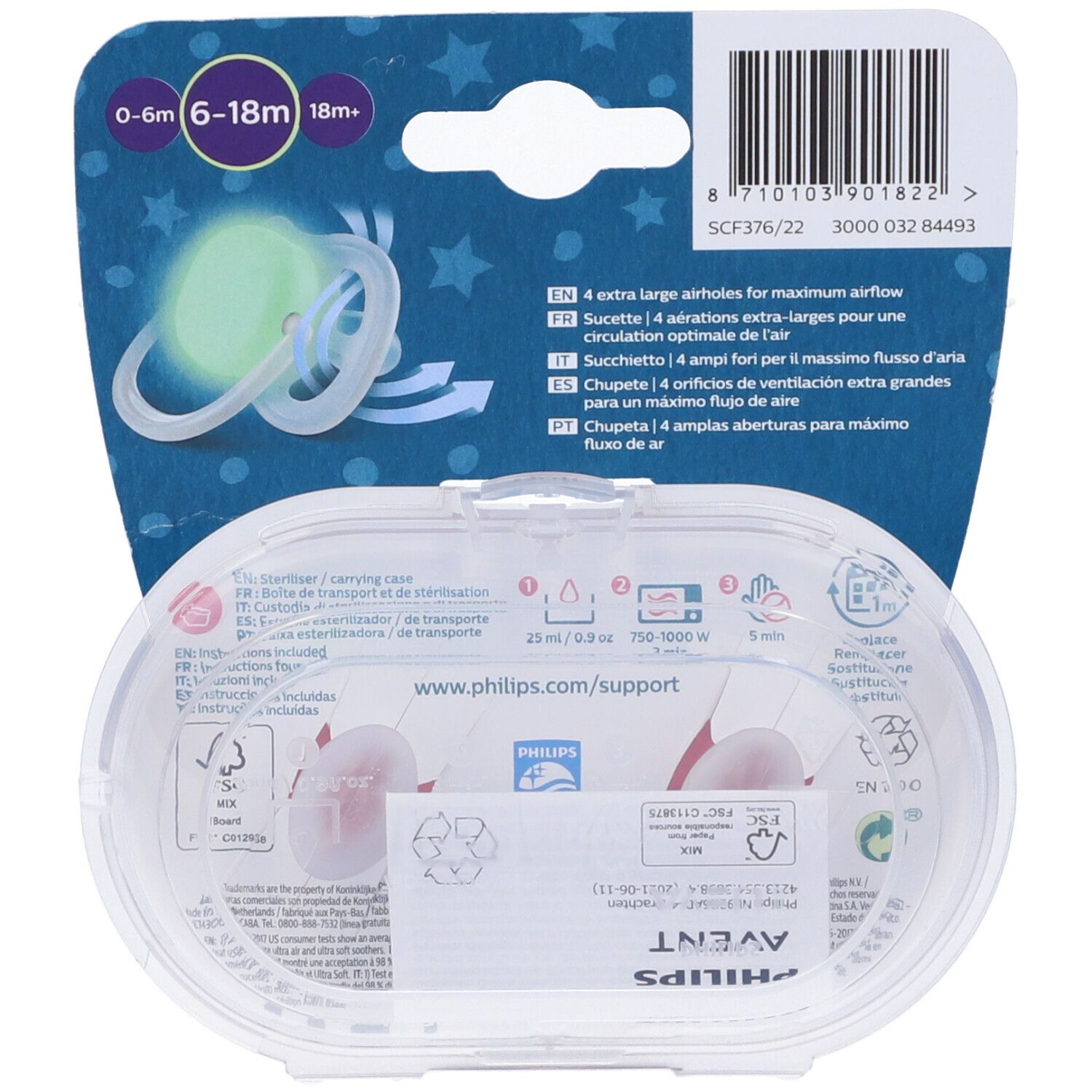 Succhietto Ultra Air Night 0-6M Femmina 2 pz AVENT