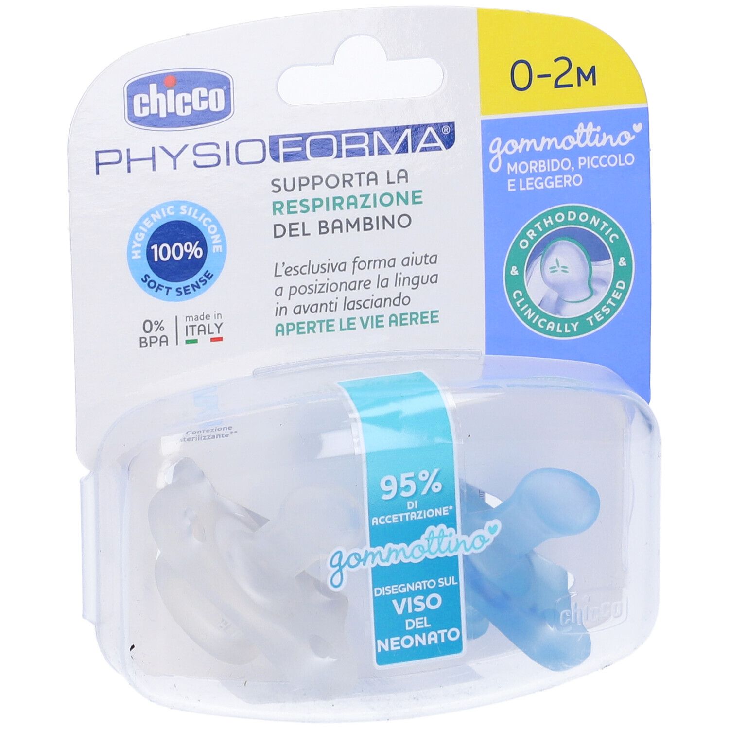 Chicco Physioforma Gommottino Ciuccio in Silicone Bimbo 0-2 Mesi 2 Pezzi