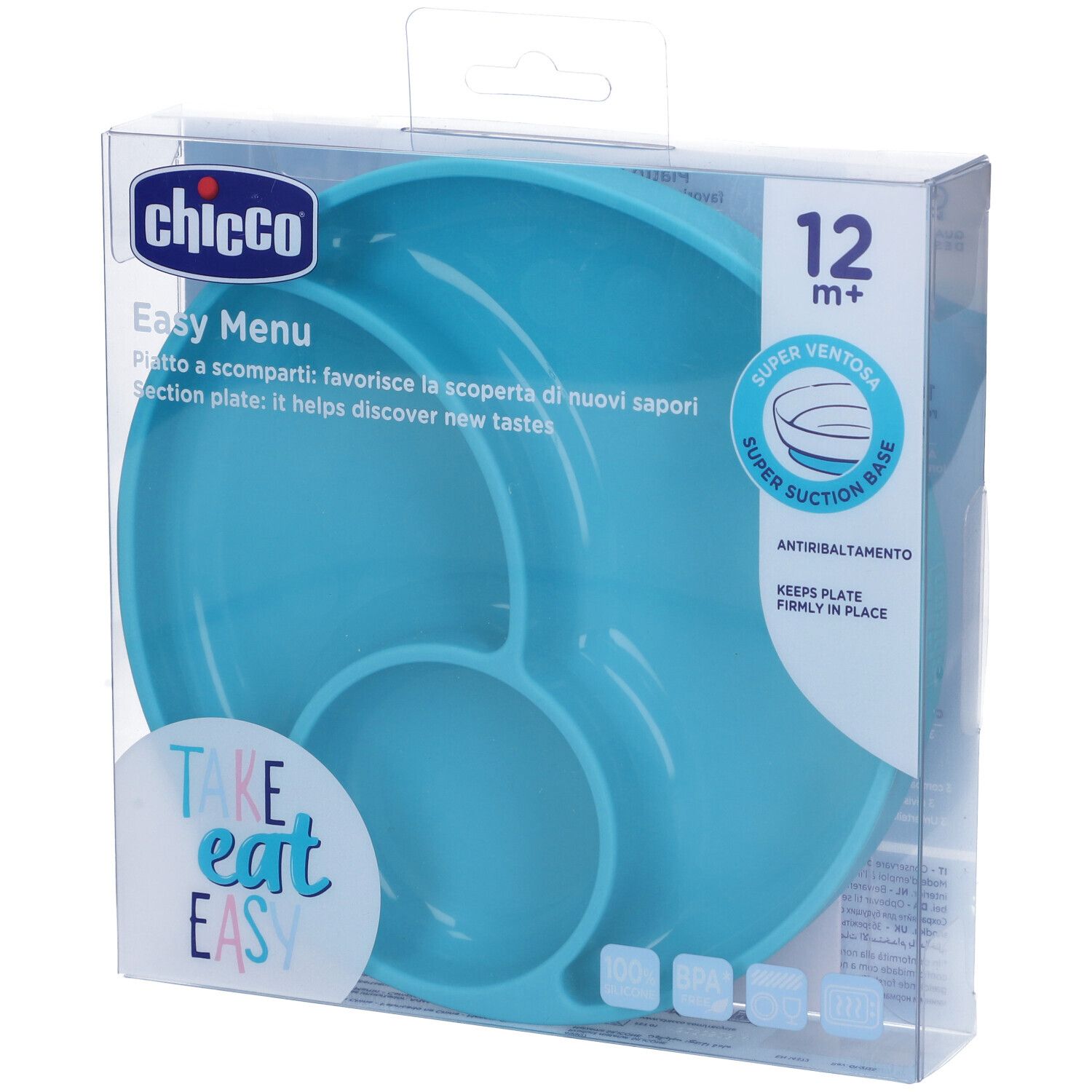 Chicco Piatto Silicone Ventosa Blu