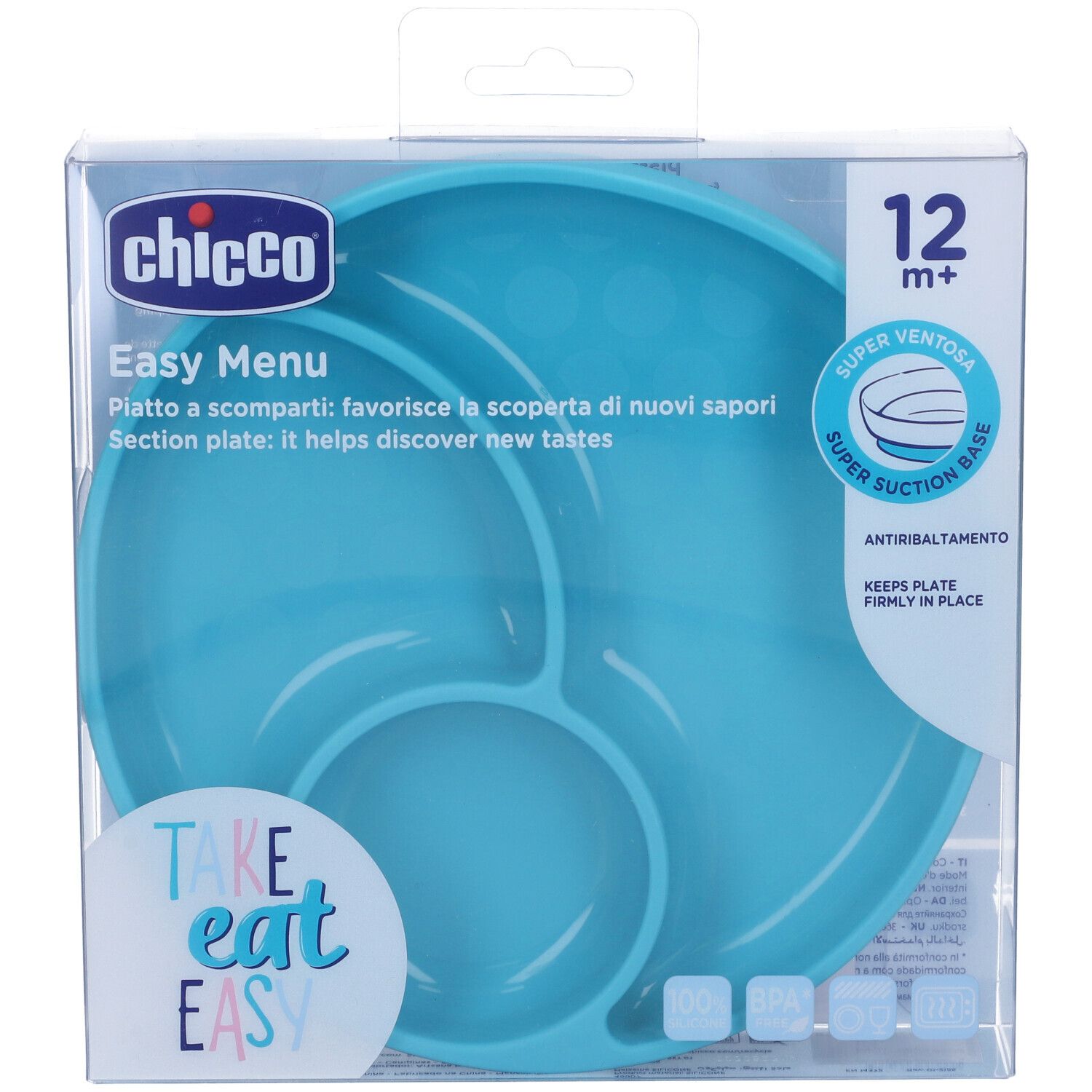 Chicco Piatto Silicone Ventosa Blu