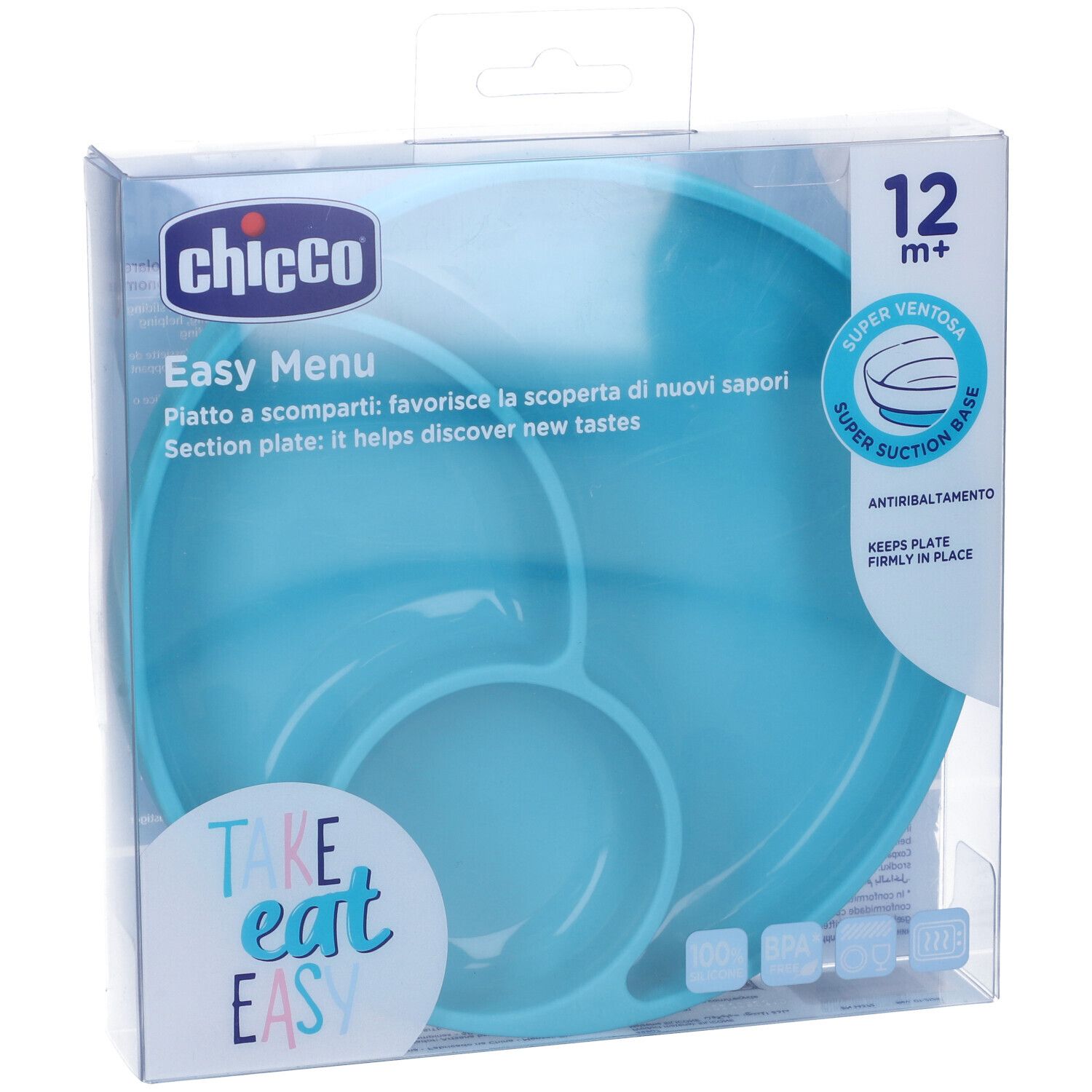 Chicco Piatto Silicone Ventosa Blu