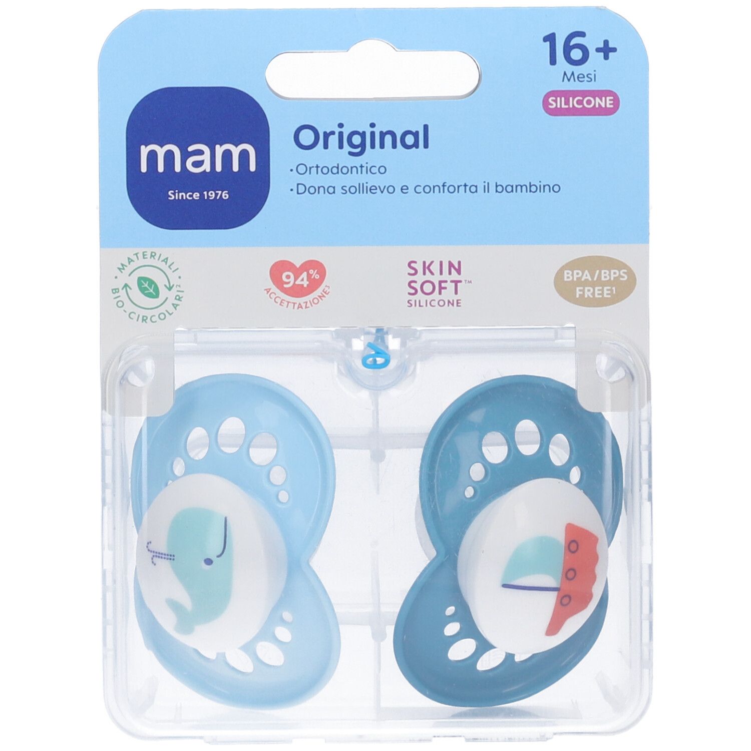 Mam Succhietto Original 16+ Silicone Maschio 2 Pezzi