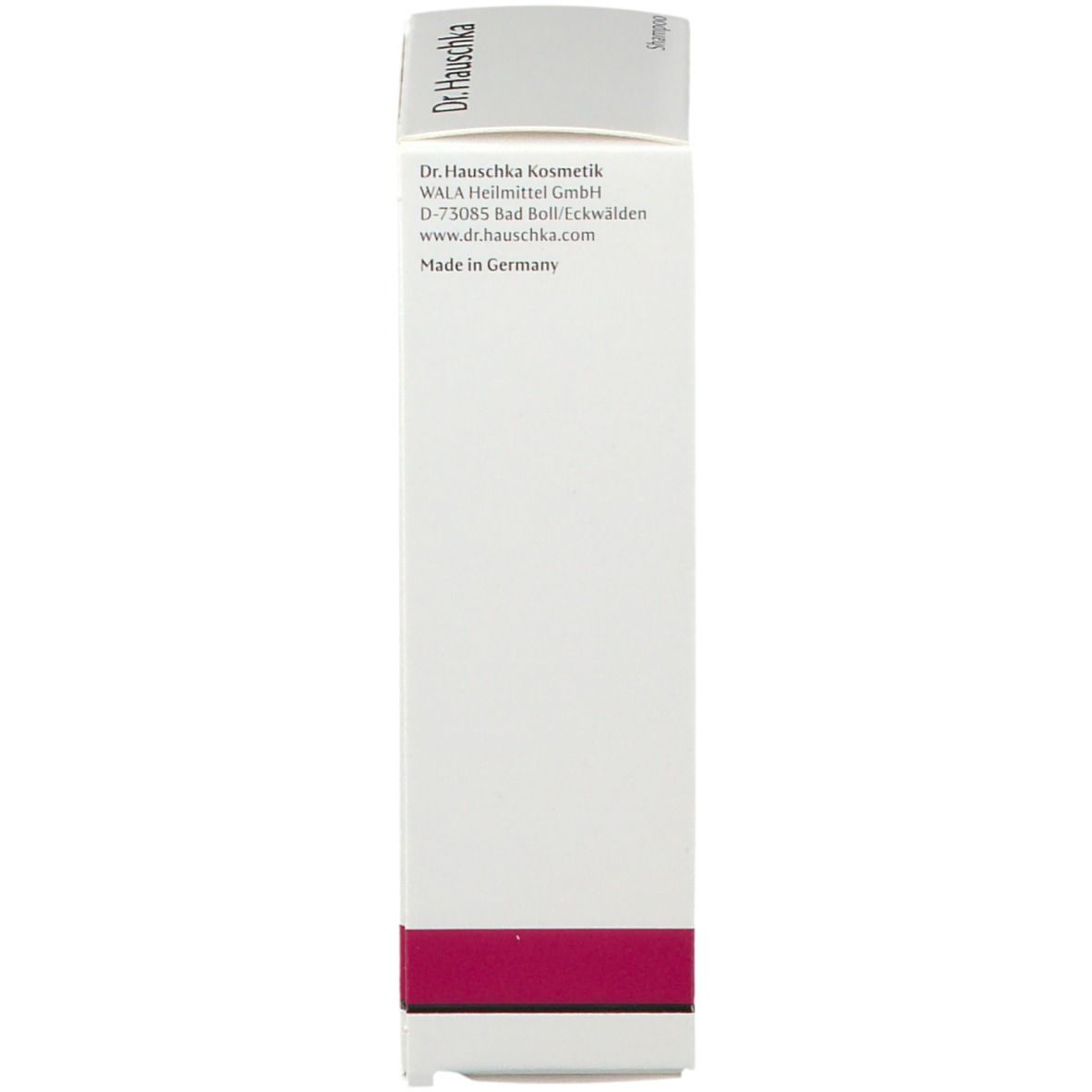 Scatola bianca. Scritta: Dr. Hauschka, Made in Germany. Testo in tedesco.