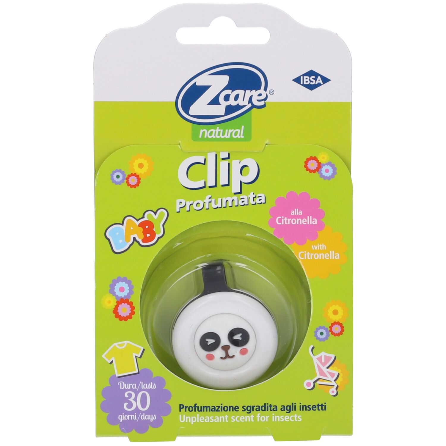 Z Care Clip, design cane blu. Profumo alla citronella. Confezione con clip.