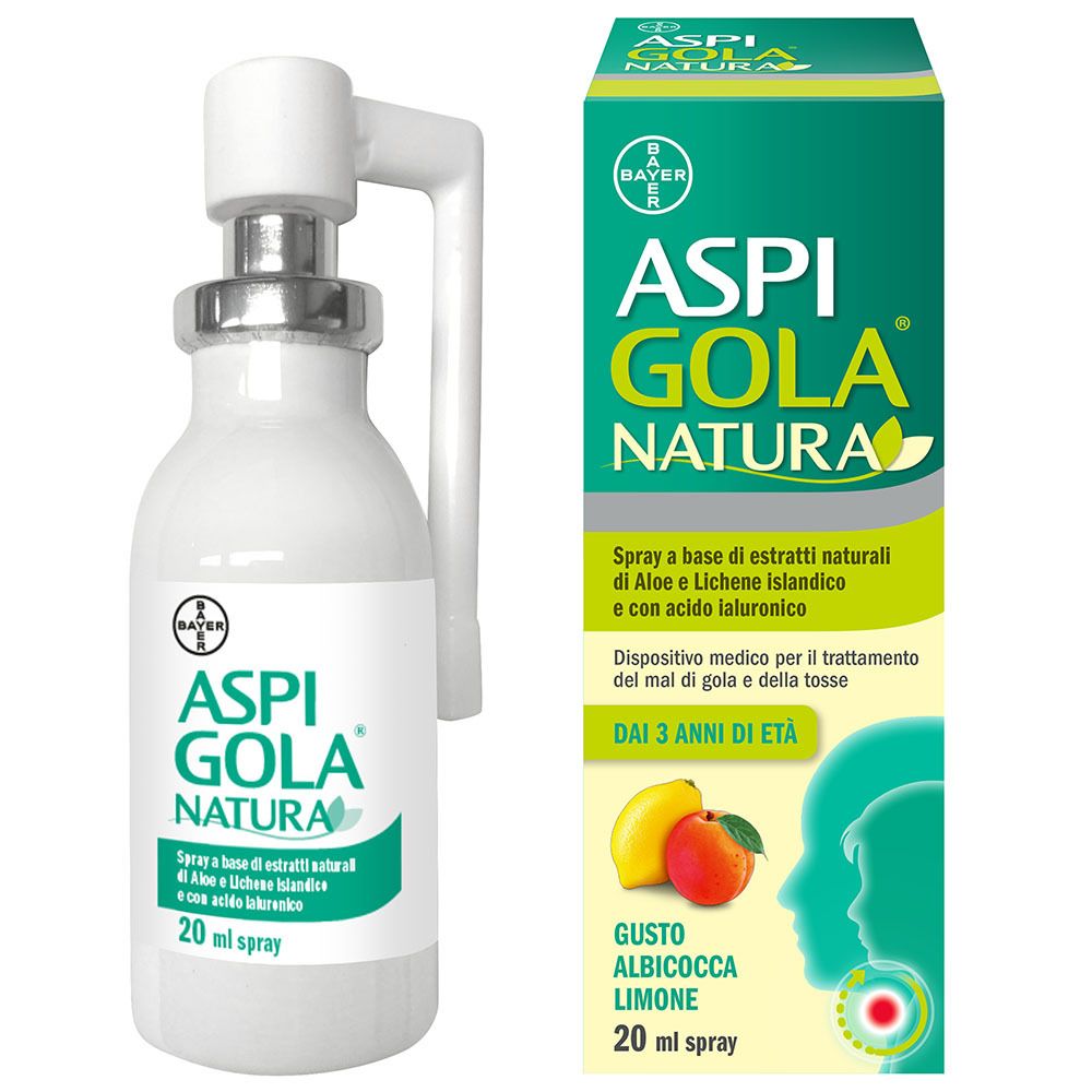 Aspi Gola Natura Mal di Gola e Tosse Spray Albicocca e Limone