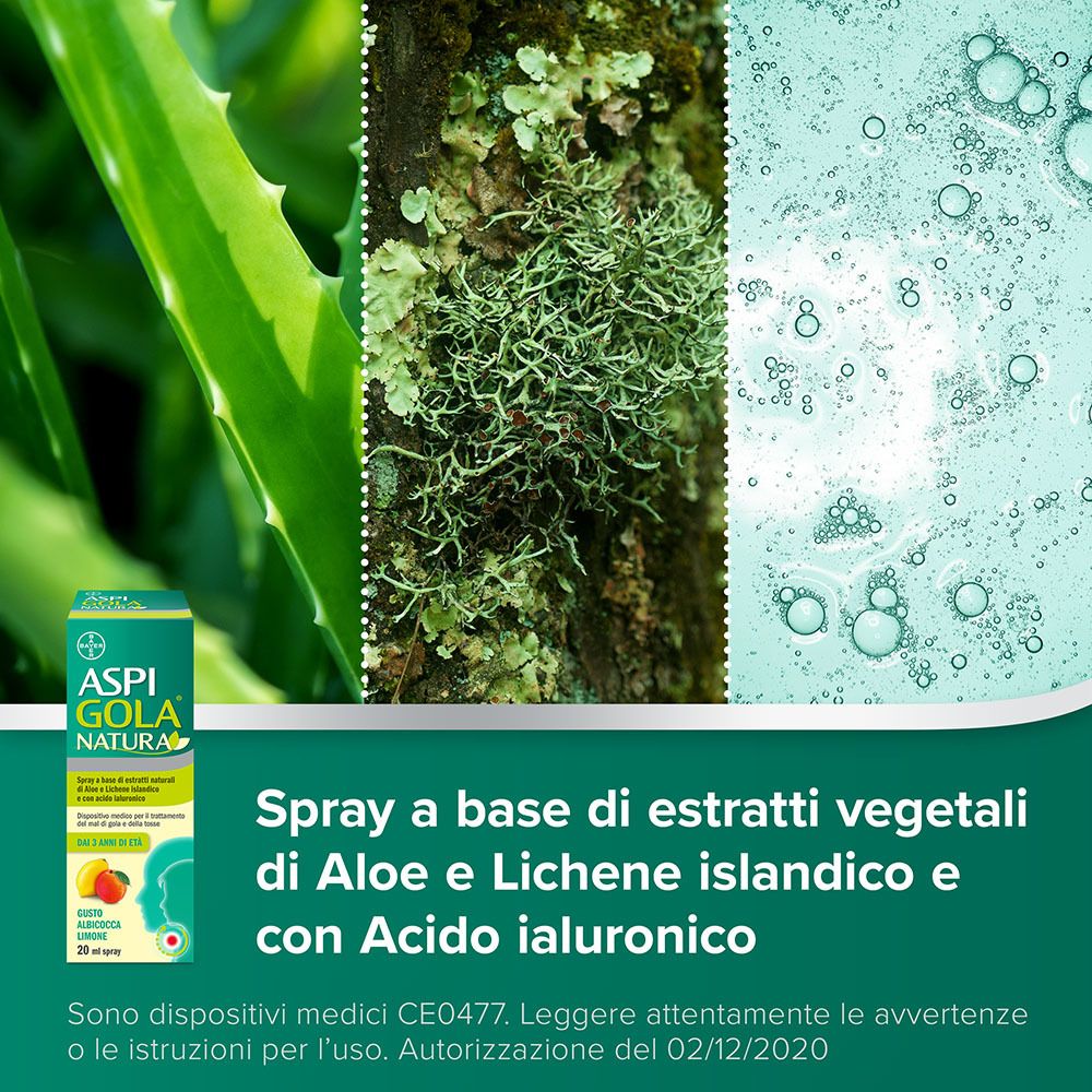 Aspi Gola Natura Mal di Gola e Tosse Spray Albicocca e Limone
