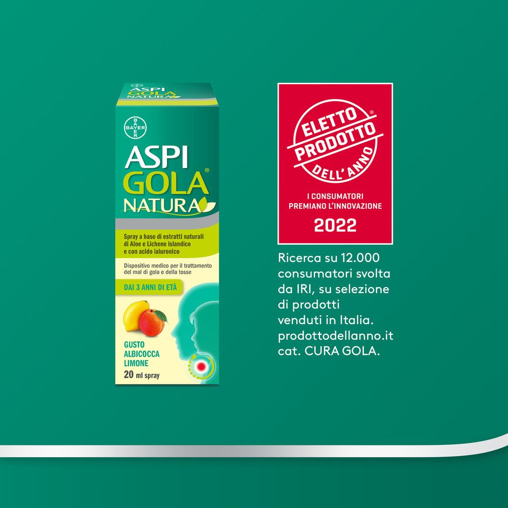 Aspi Gola Natura Mal di Gola e Tosse Spray Albicocca e Limone