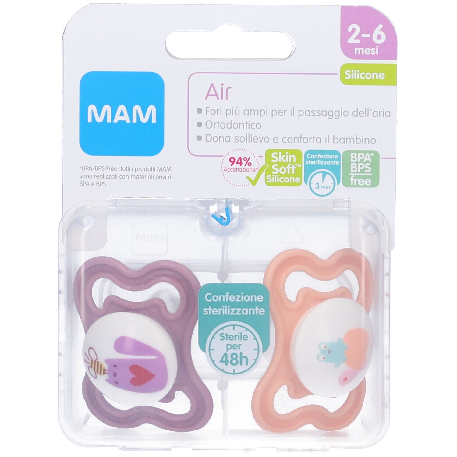Mam Air Succhietto 2-6 Mesi Silicone Doppio Femmina