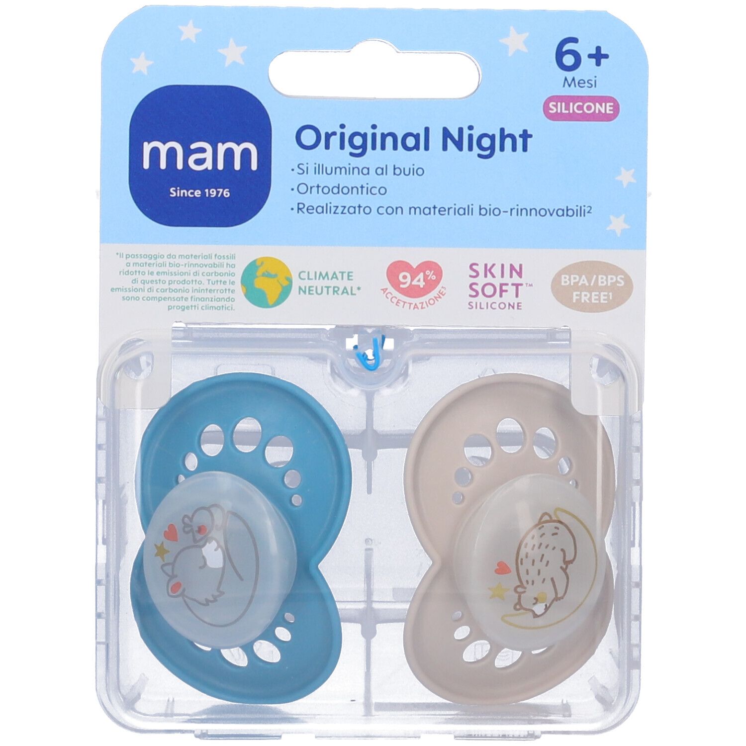 Mam Night 6+ Succhietto Silicone Doppio Maschio