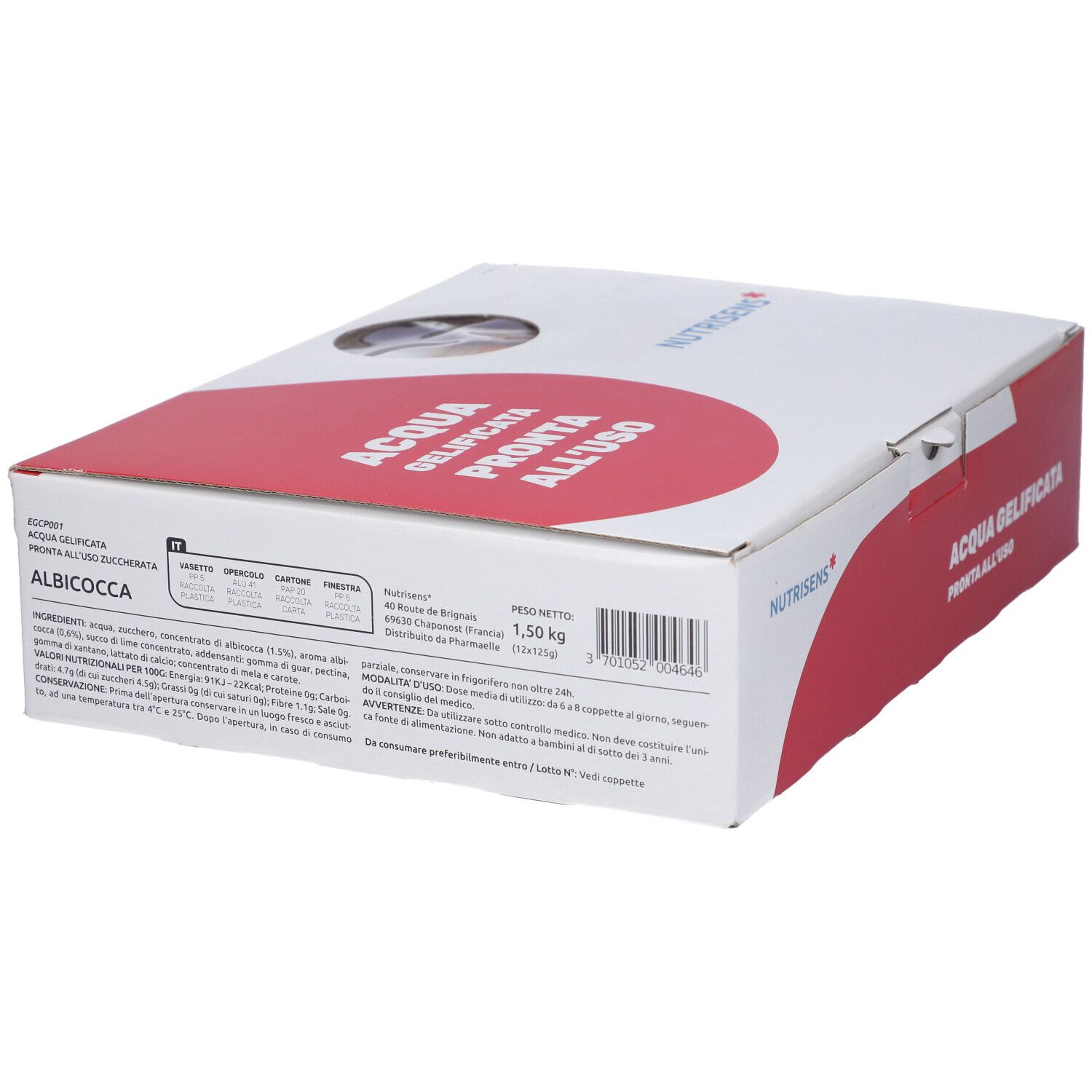 Acqua Gel Pack Acqua Gelificata/Zuccherata Albicocca 12 X 125 Ml