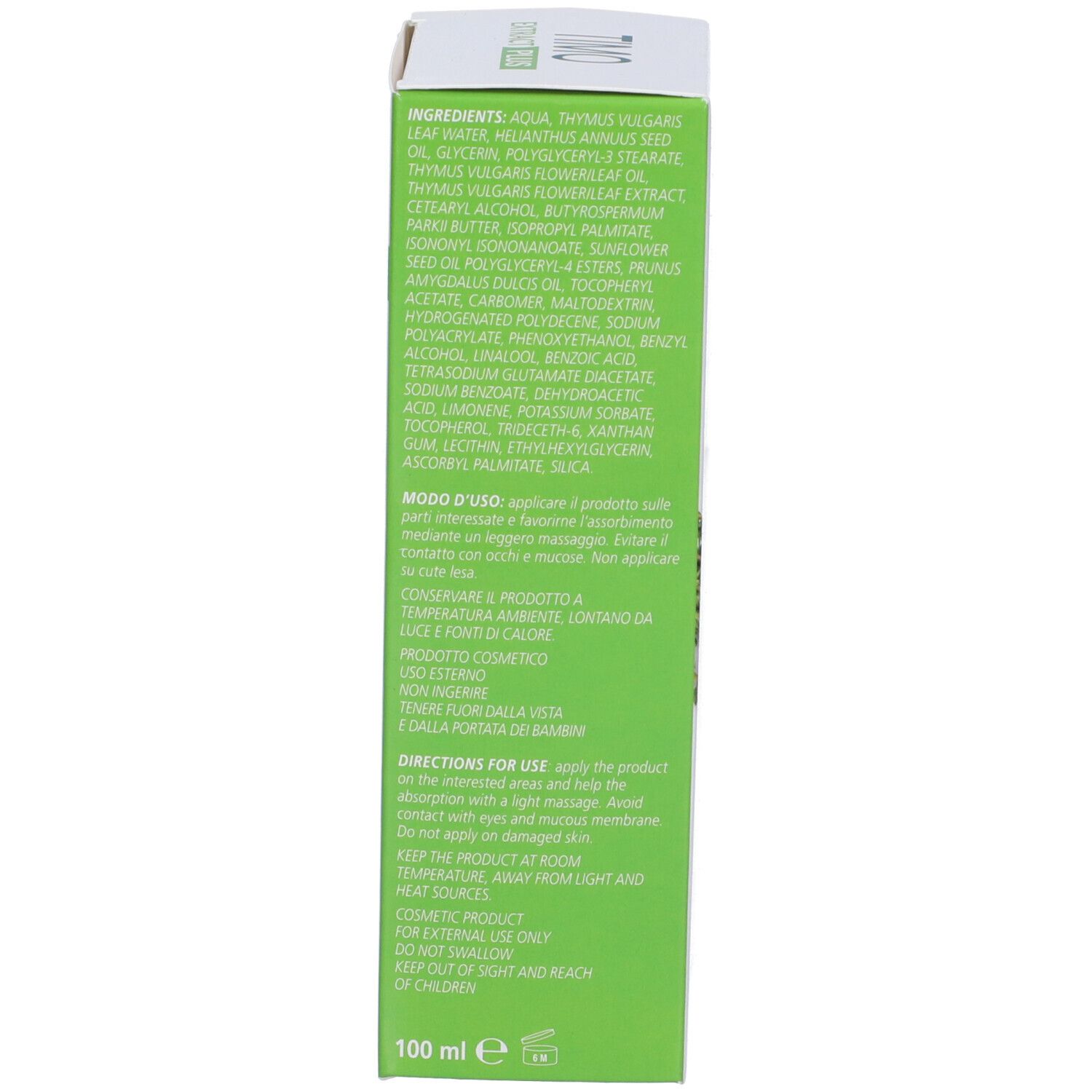 Confezione del prodotto. Ingredienti e istruzioni per l'uso. Testo in italiano. Marchio: Pharmalife Research.