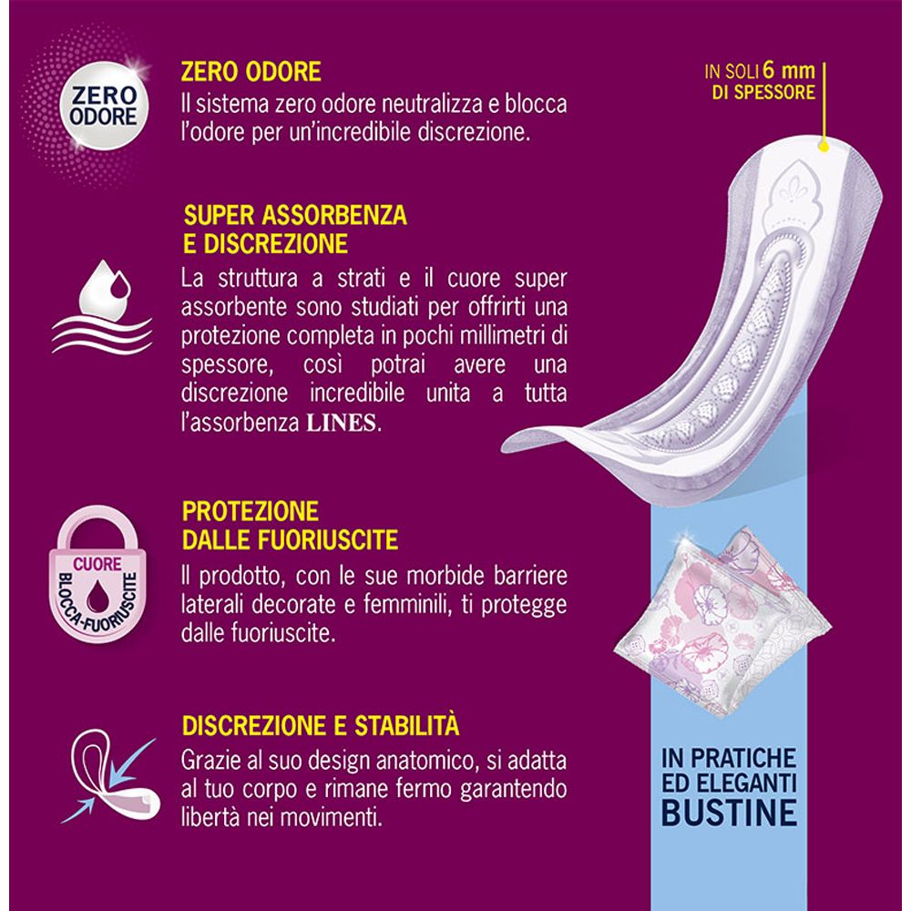 Caratteristiche: Zero Odore, Super Assorbenza, protezione, discrezione e stabilità. Spessore 6 mm.
