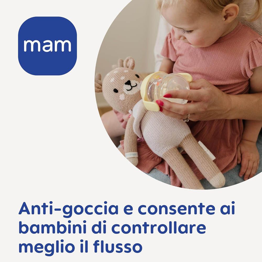 Ciuccio azzurro con stelle e luna, si illumina al buio.