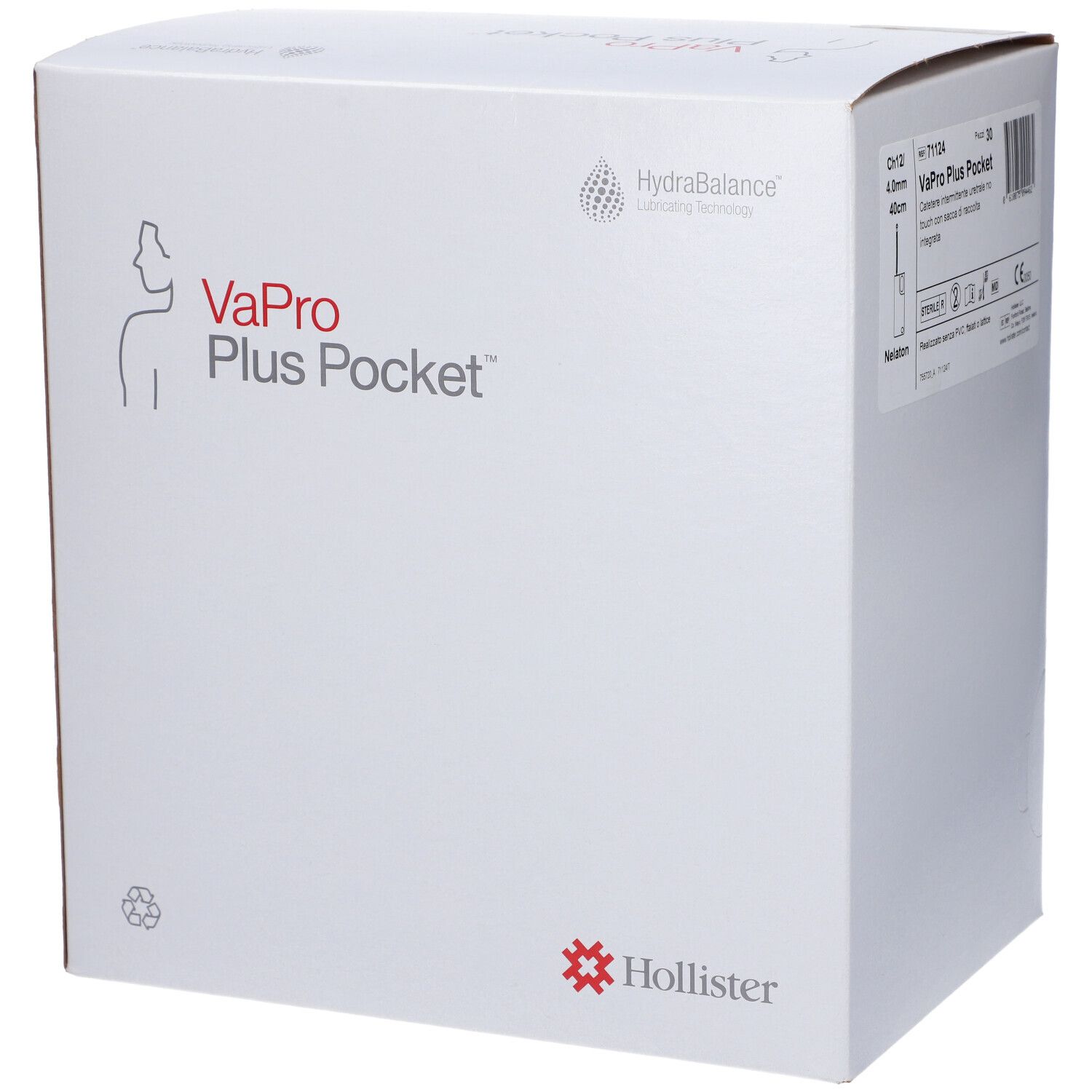 Hollister VaPro Plus Pocket, sacca urologica bianca.