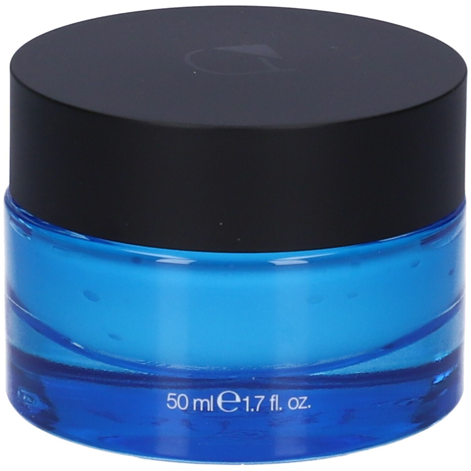 Vasetto di crema gel blu con coperchio nero. Scritta: 50 ml e 1.7 fl. oz.