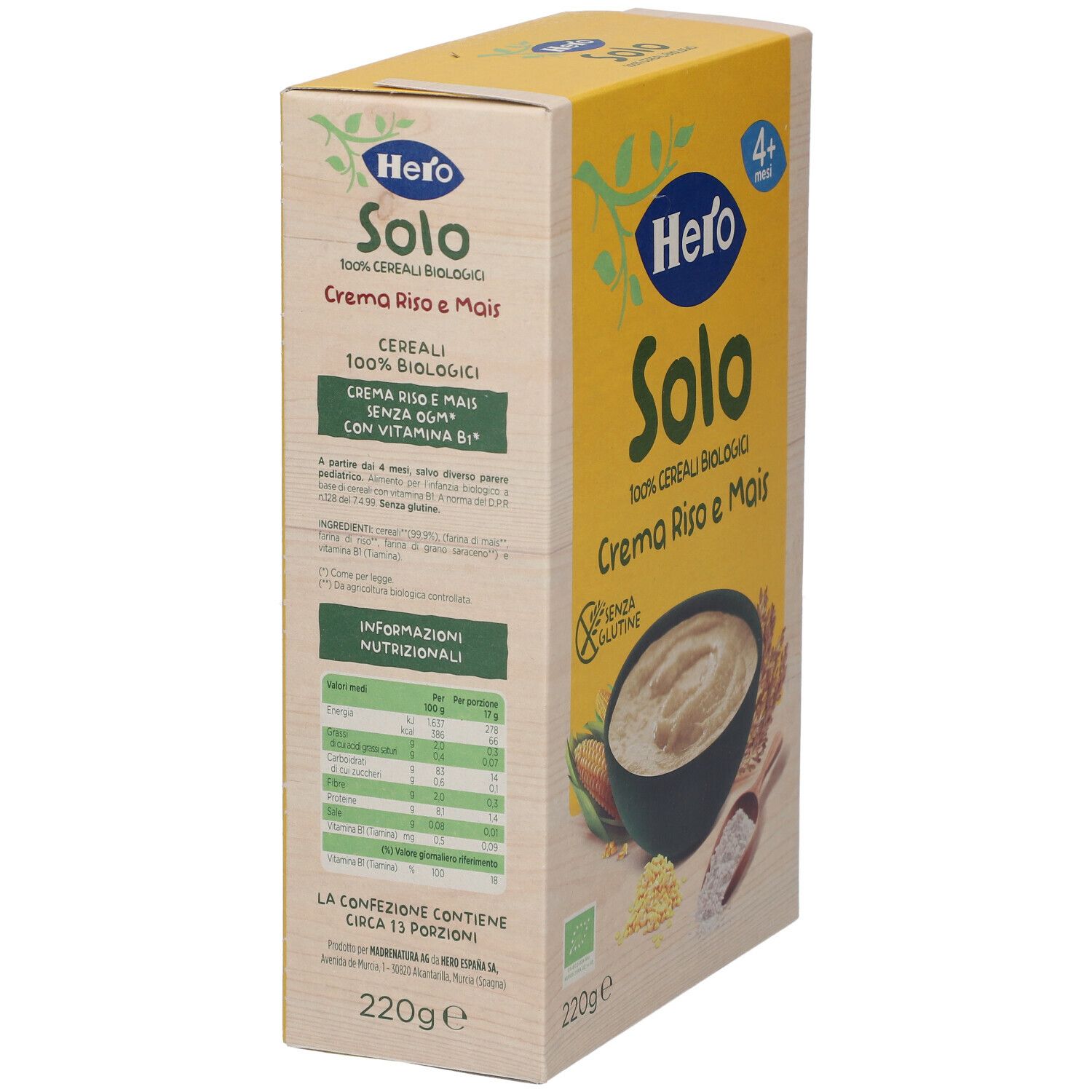 Hero Solo Crema Riso e Mais 220 g