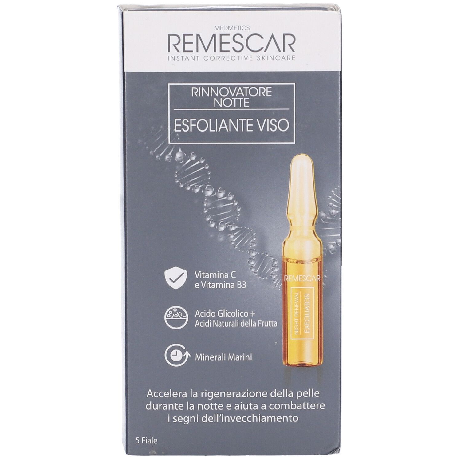 Remescar Rinnovatore Notte Esfoliante Viso 5 Fiale X 2 Ml