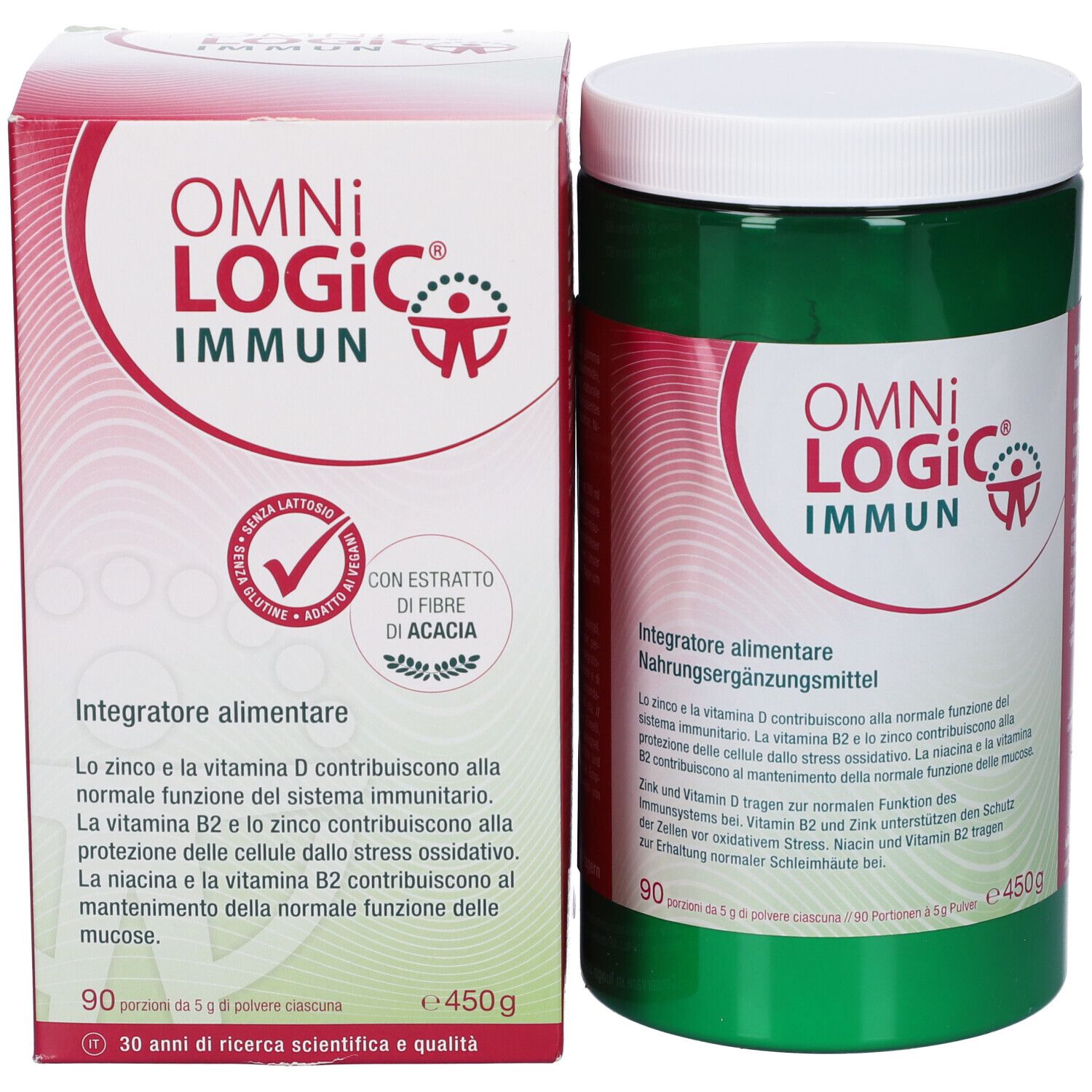 Barattolo e scatola Omni Logic Immun, polvere 450g.