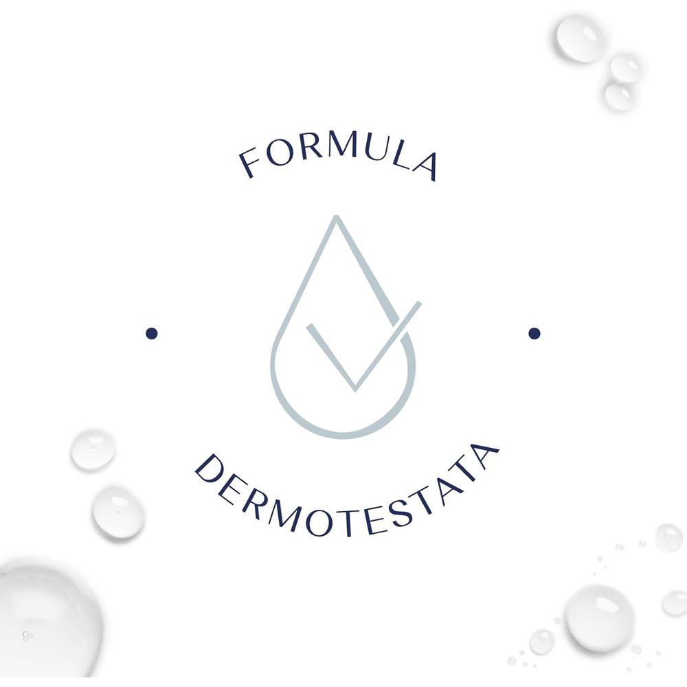 Logo: Formula dermotestata. Simbolo di goccia con spunta.