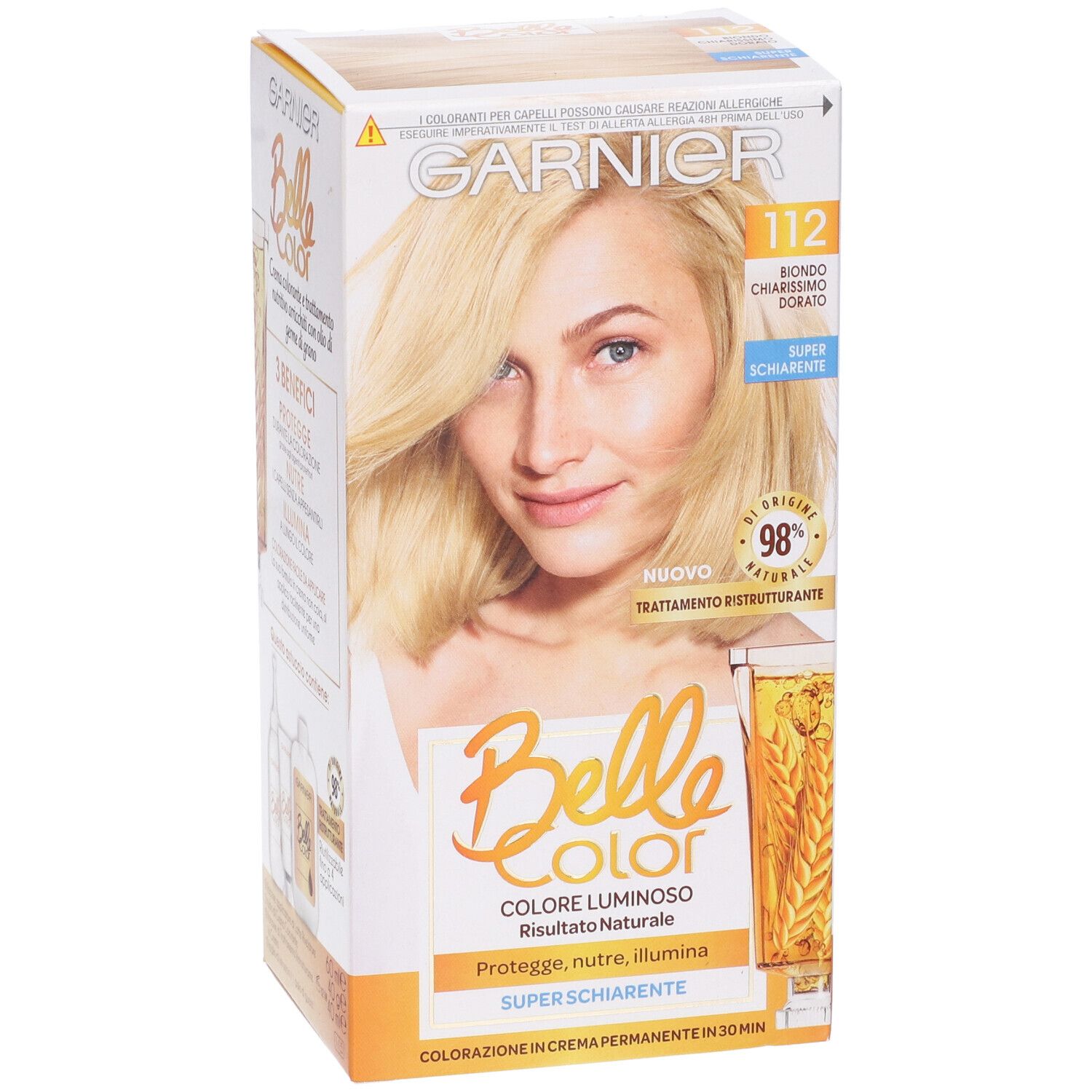 Garnier Tinta Capelli Belle Color, Colore Luminoso e Riflessi Naturali, Copre il 100% dei capelli bianchi, Biondo Chiarissimo Dorato Naturale