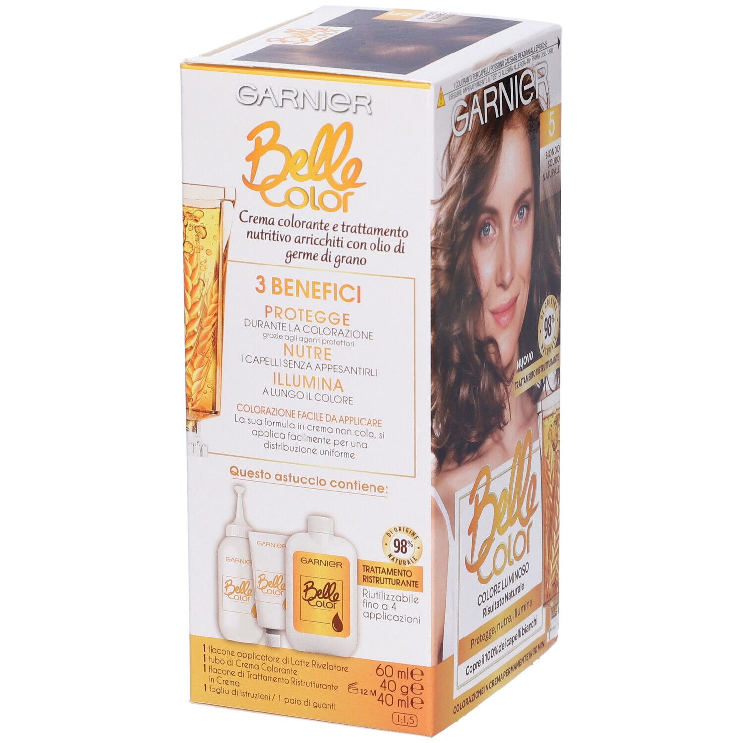 Garnier Tinta Capelli Belle Color, Colore Luminoso e Riflessi Naturali, Copre il 100% dei capelli bianchi, Biondo Scuro Naturale