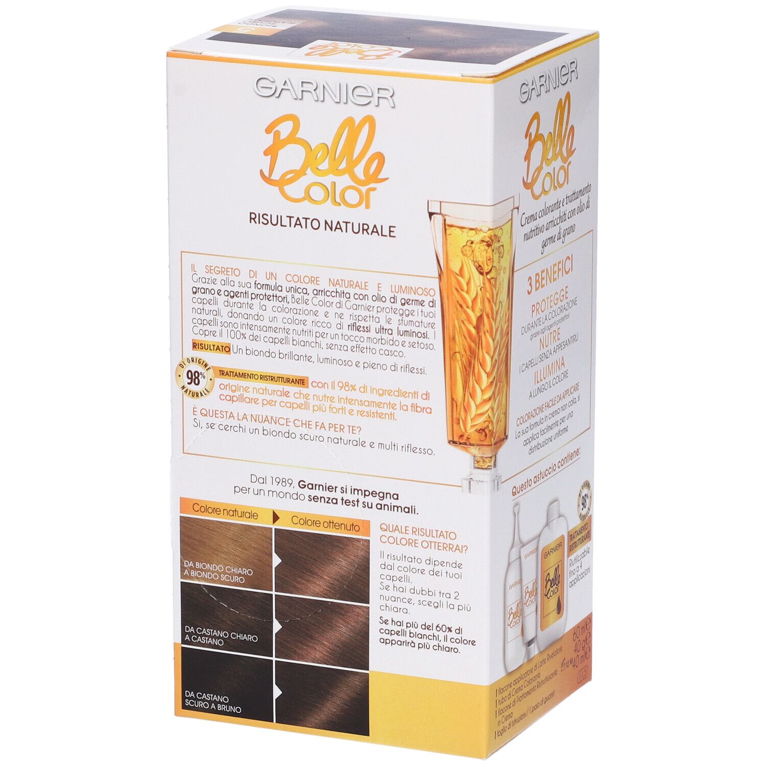 Garnier Tinta Capelli Belle Color, Colore Luminoso e Riflessi Naturali, Copre il 100% dei capelli bianchi, Biondo Scuro Naturale