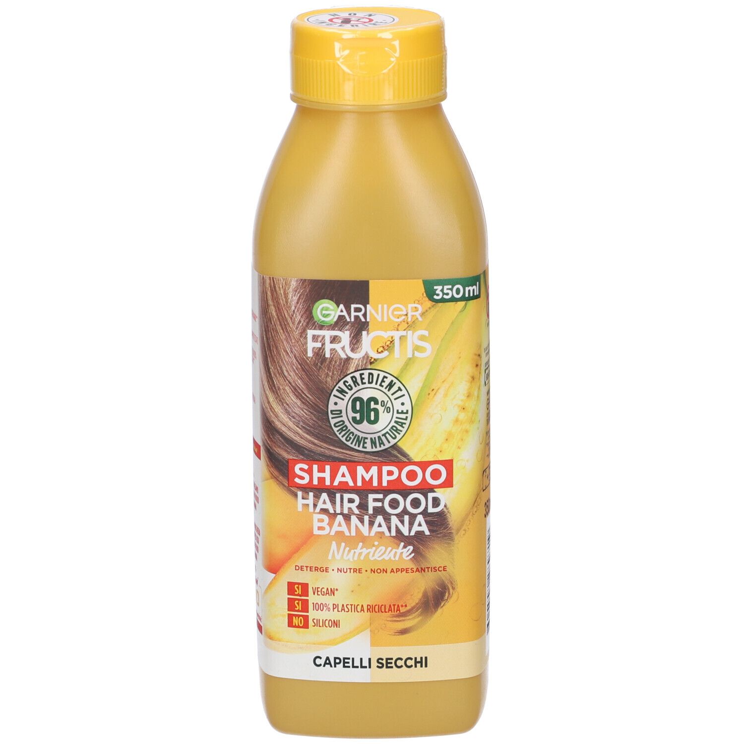 Garnier Shampoo Nutriente Fructis Hair Food, Shampoo nutriente alla banana per capelli secchi, 350 ml
