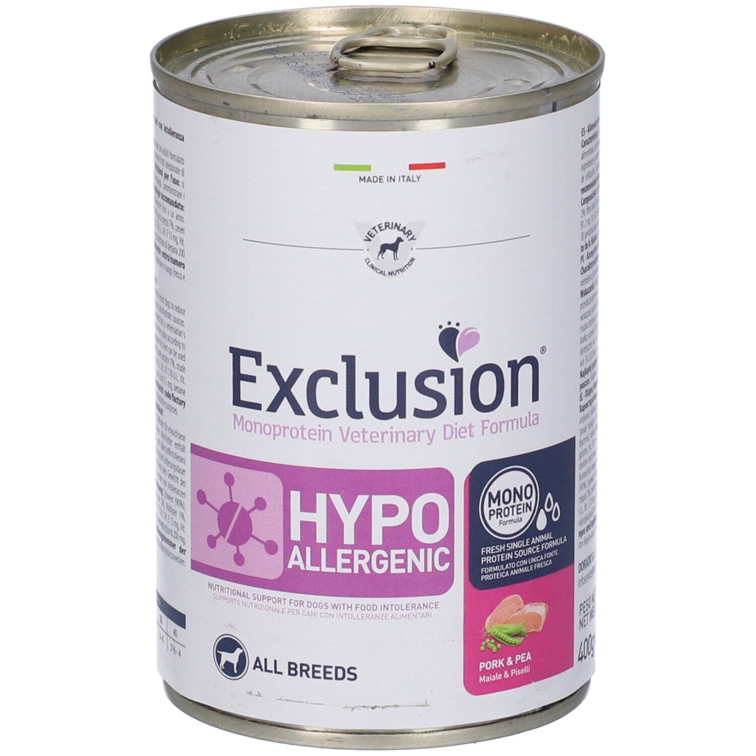 Exclusion Monoprotein Veterinary Diet Formula Hypoallergenic Pork And Pea All Breeds 400 G