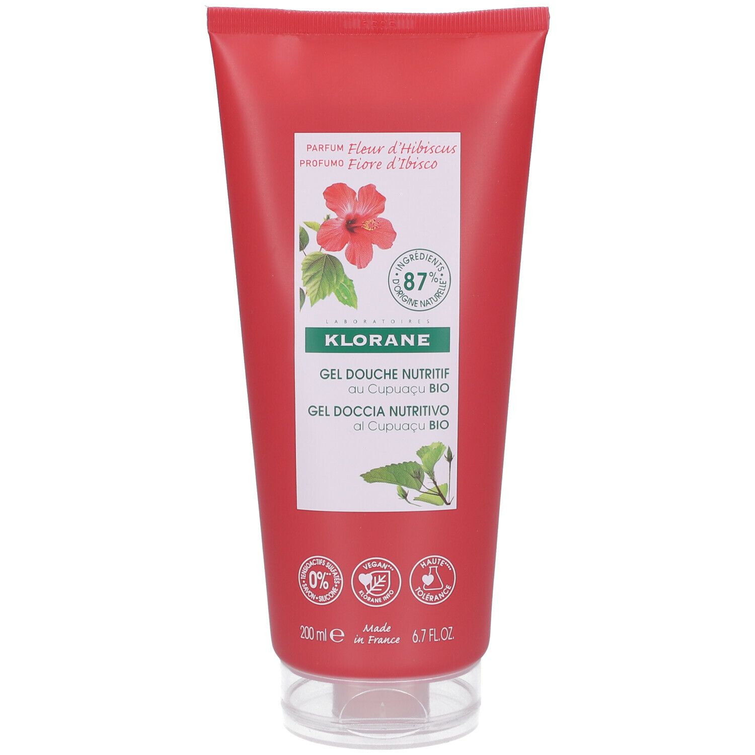 Klorane Gel Doccia Nutritivo al Cupuaçu BIO Profumo Fiore d'Ibisco 200ml - Tutti i tipi di pelle