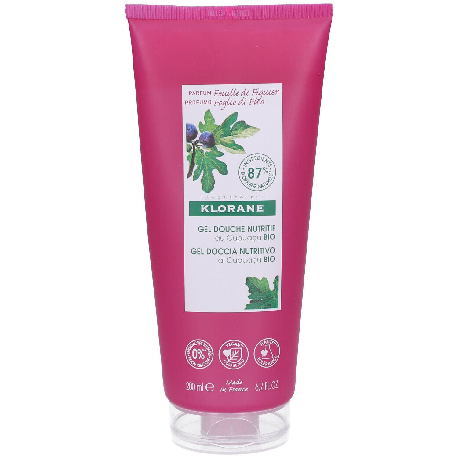 Klorane Gel Doccia Nutritivo al Cupuaçu BIO Profumo Foglie di Fico 200ml - Idrata i capelli