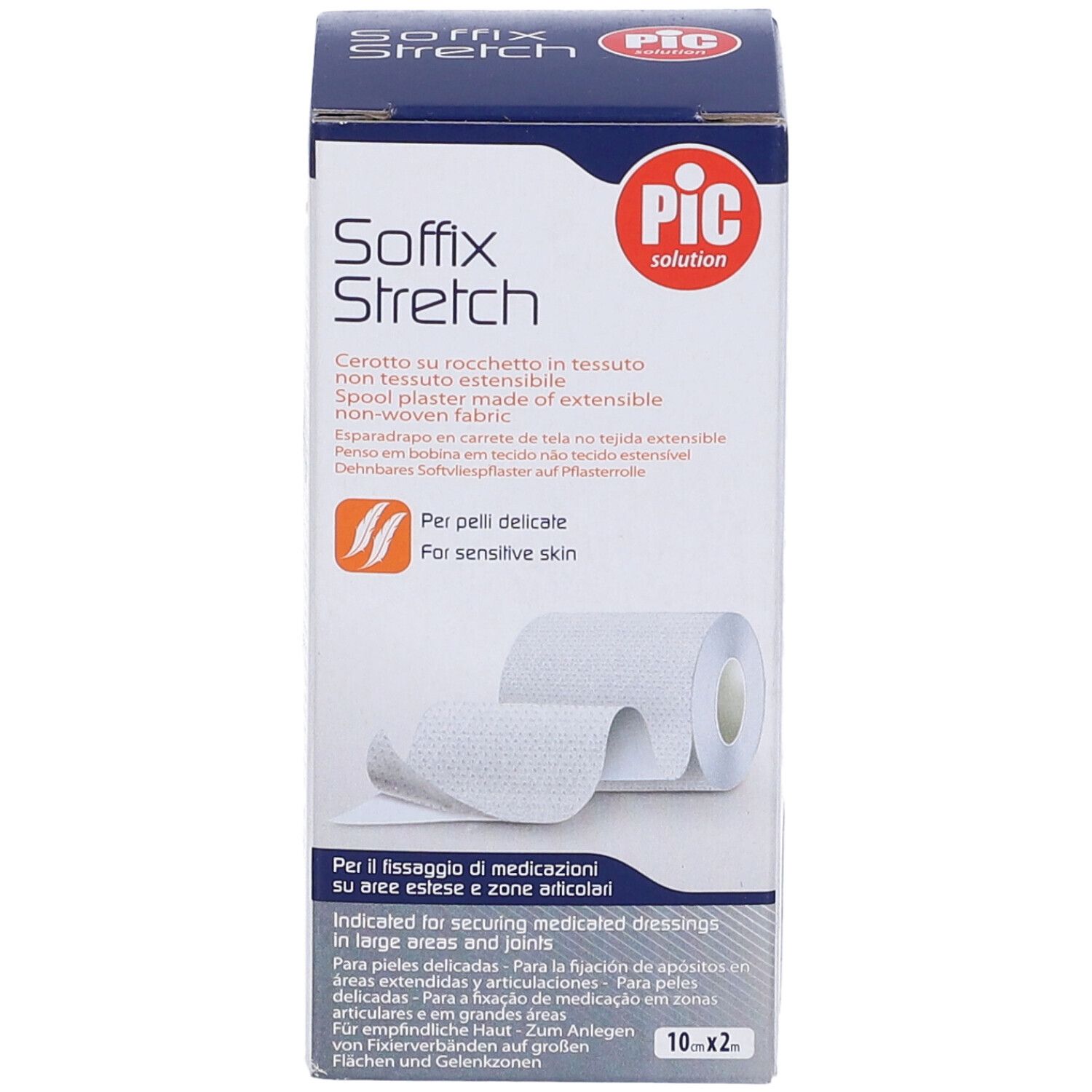 Confezione Soffix Stretch. Rotolo di tessuto non tessuto estensibile. 10 pezzi. Logo PIC.
