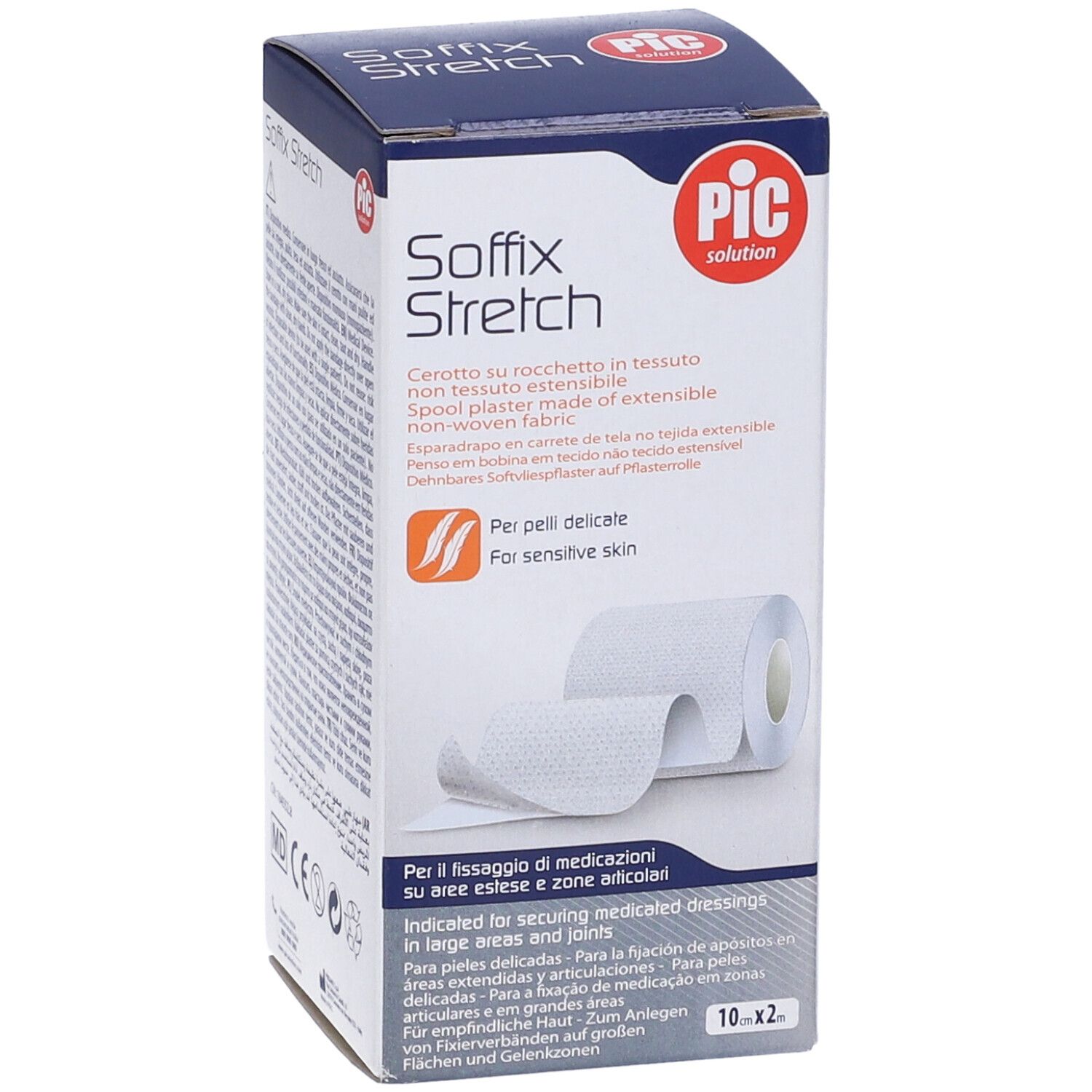 Confezione Soffix Stretch. Rotolo di tessuto non tessuto estensibile. 10 pezzi. Logo PIC.