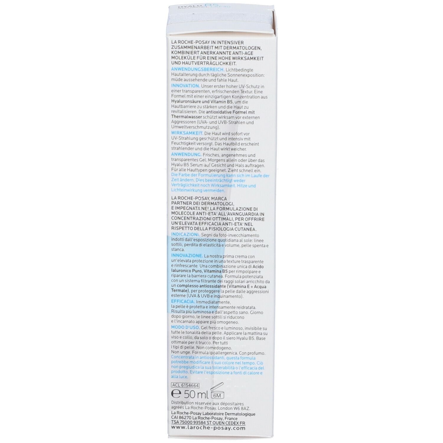 La Roche-Posay Hyalu B5 Acquagel Trattamento anti-rughe anti fotoinvecchiamento SPF 30 50 ml