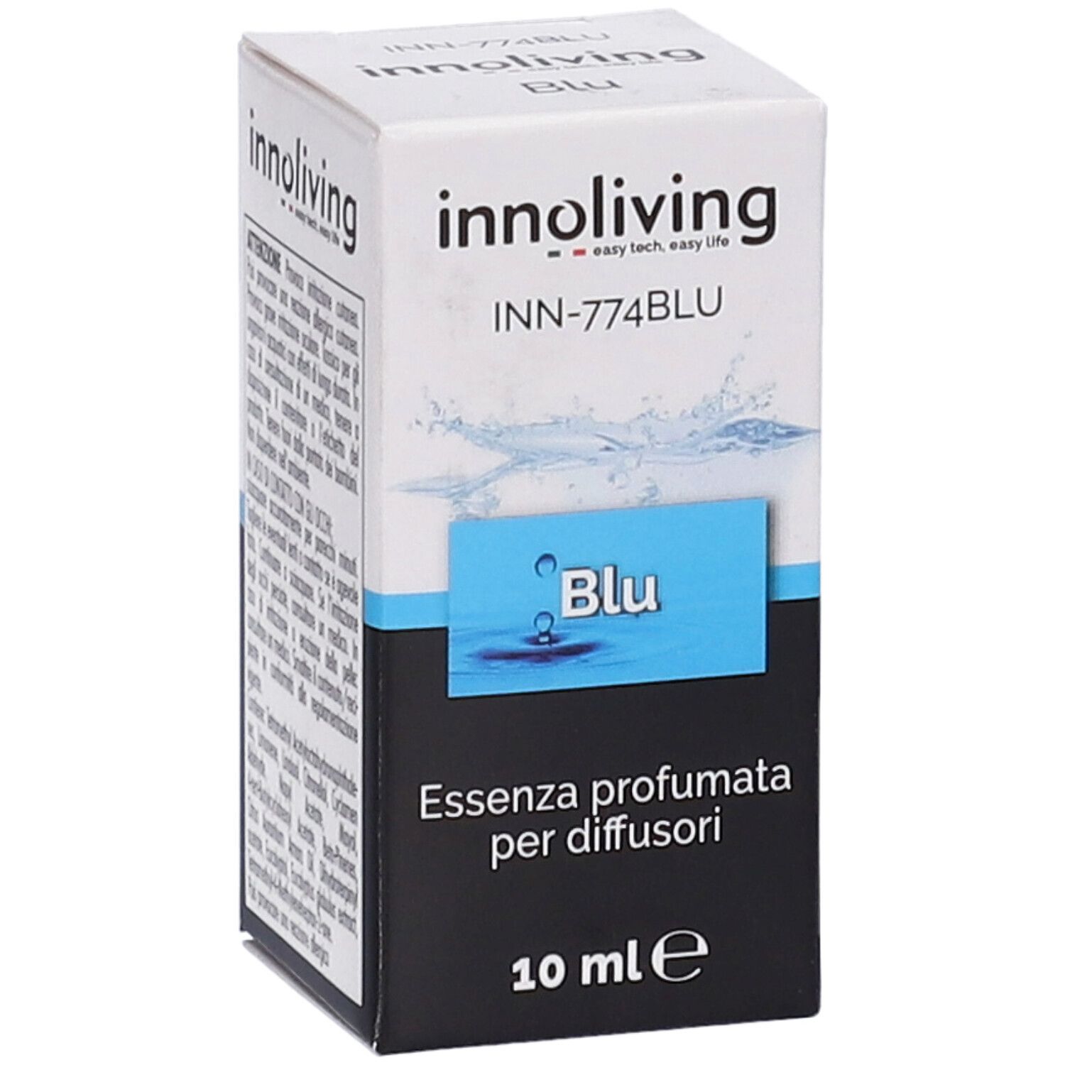 Scatola Innoliving Essenza Profumata Per Diffusori Blu. Scritta blu, 10 ml.