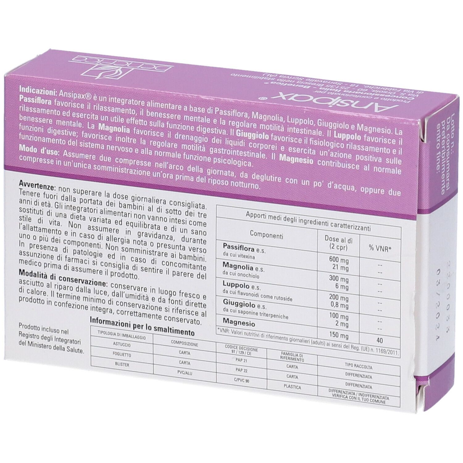 Ansipax 30 Compresse Benefica