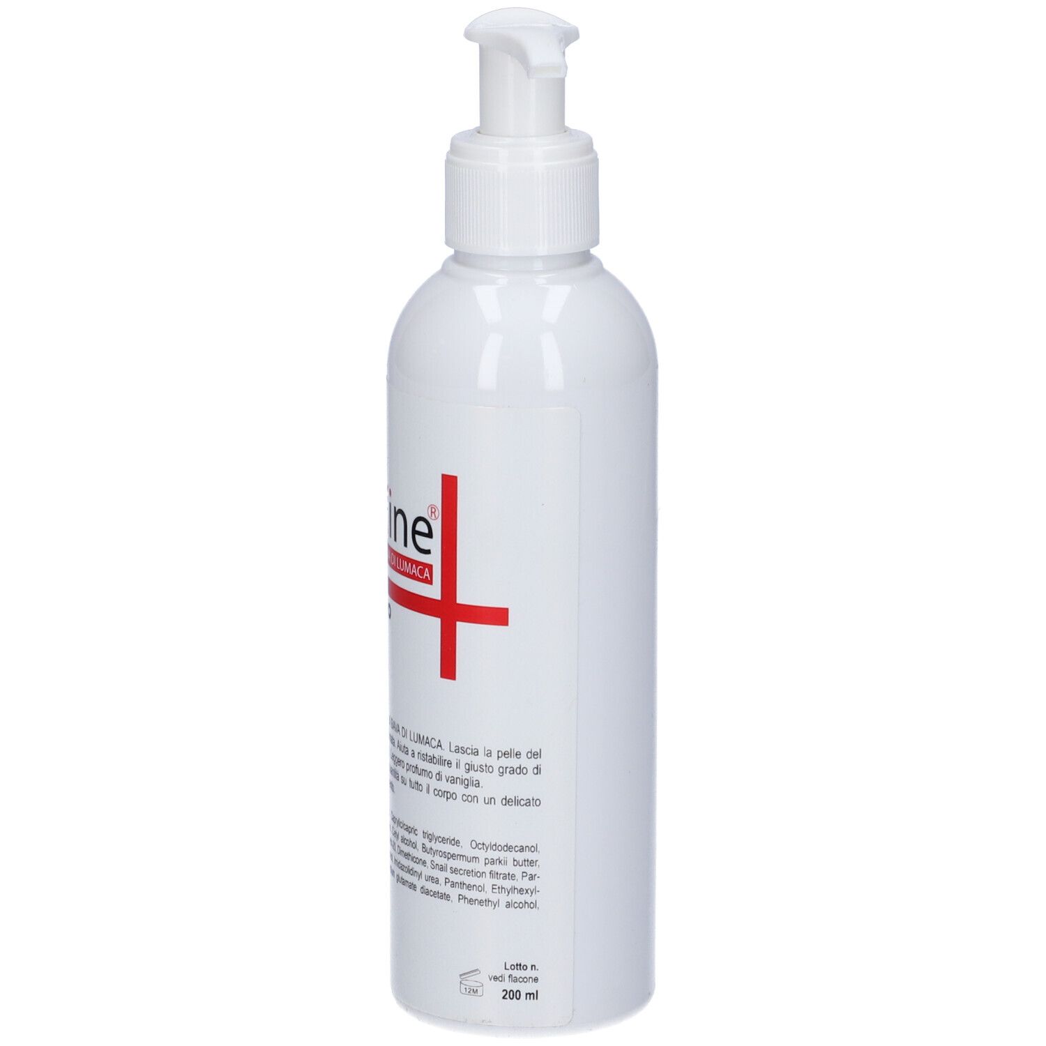 Flacone bianco con dosatore. Scritta: Helixine, Corpo. Indicazione volume 200 ml.