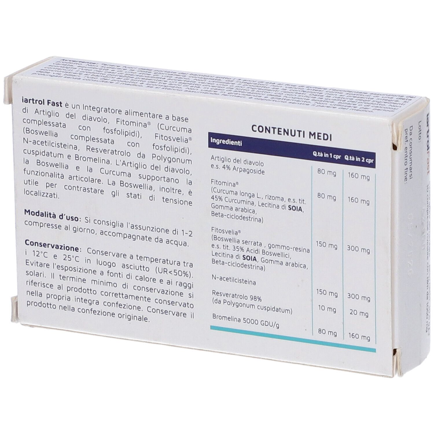 Retro della scatola di compresse. Informazioni sugli ingredienti e il dosaggio. Marchio: Domus Petri Pharmaceuticals.