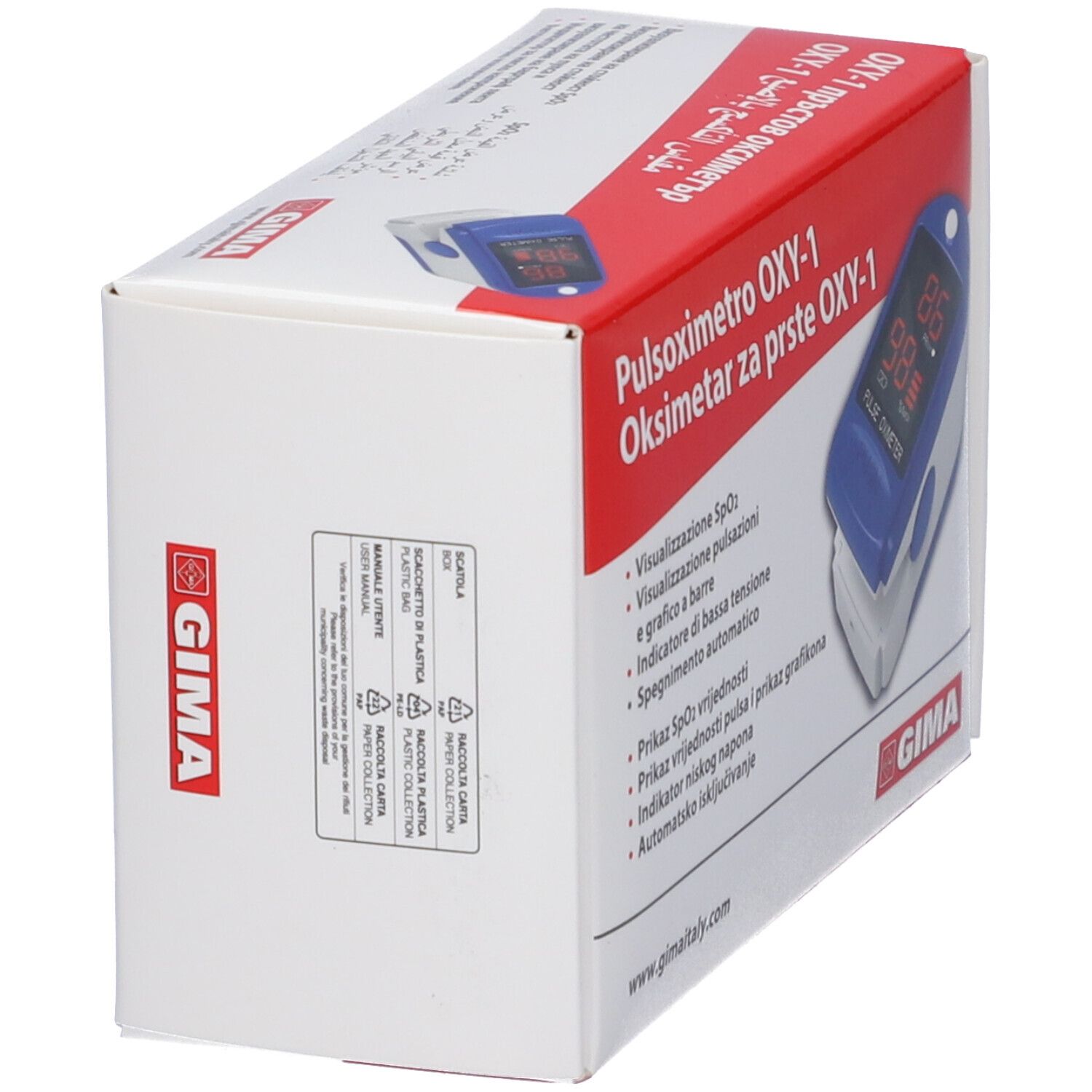 GIMA Pulsoximetro Oxy-1 It,Hr,Fi,Lv,Bg, Arabo