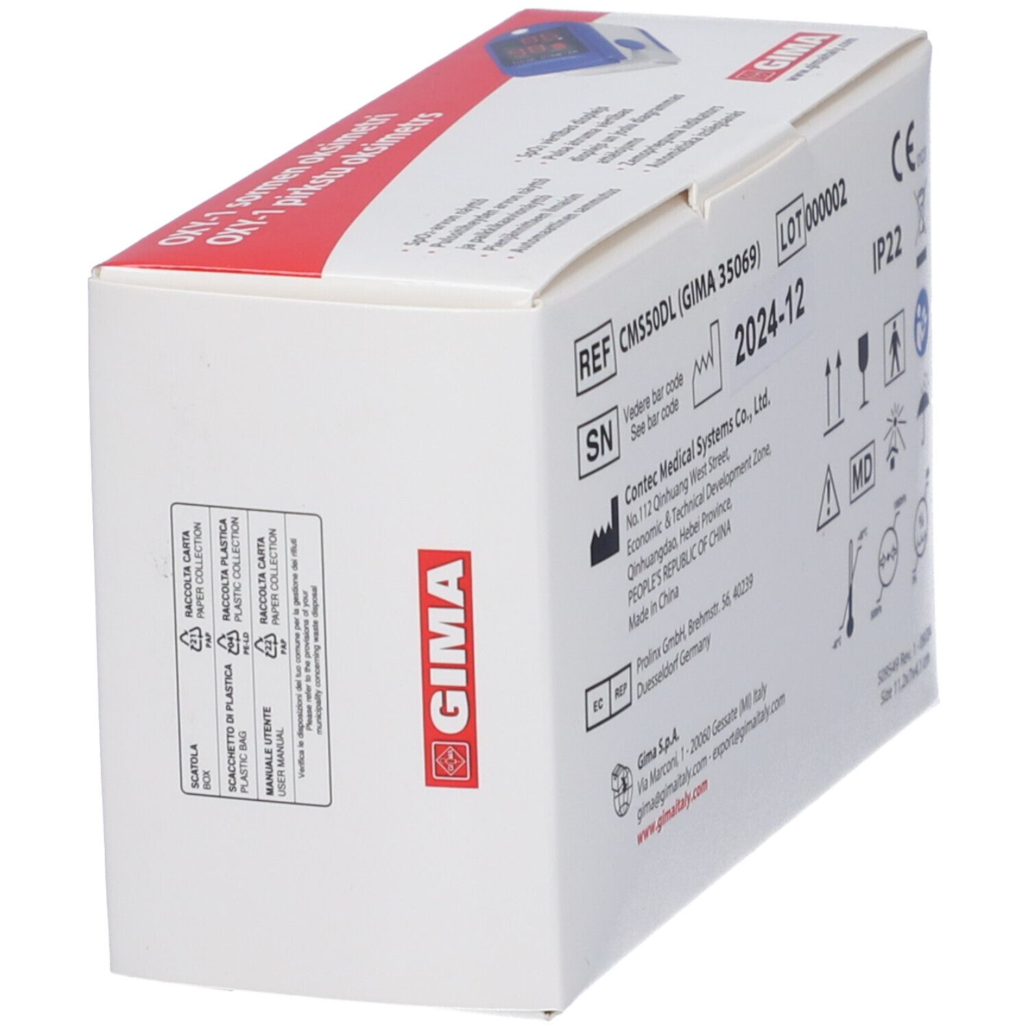 GIMA Pulsoximetro Oxy-1 It,Hr,Fi,Lv,Bg, Arabo