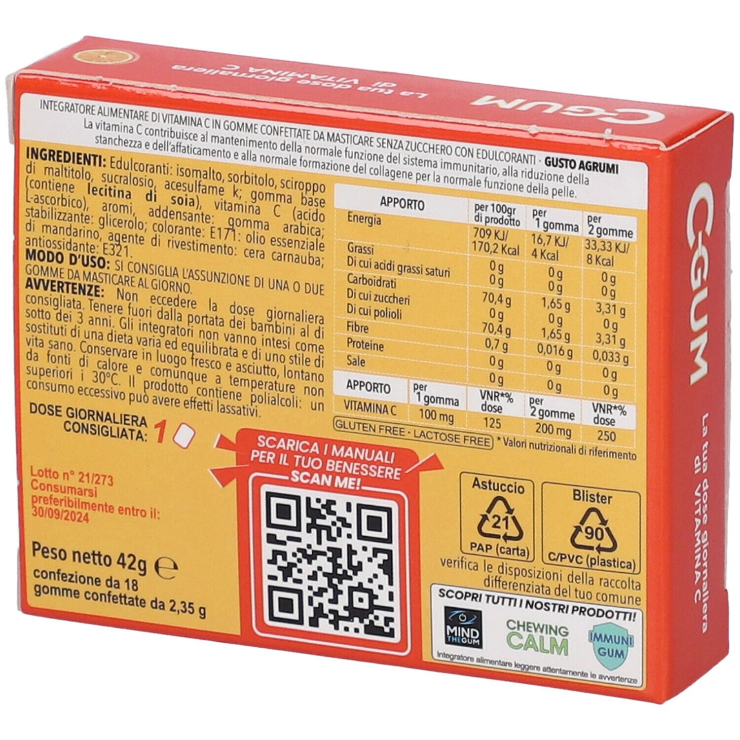 Mind The Gum Vitamina C Agrumi 18 Gomme Confettate
