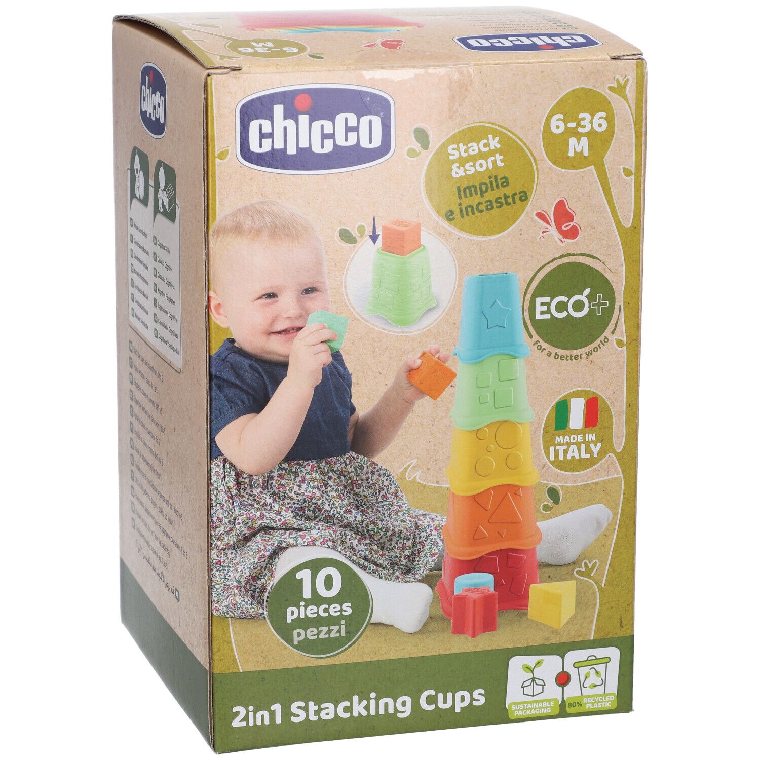 Bicchieri impilabili Chicco 2in1: Bicchieri e cubi colorati da impilare e ordinare per bambini da 6 a 36 mesi.
