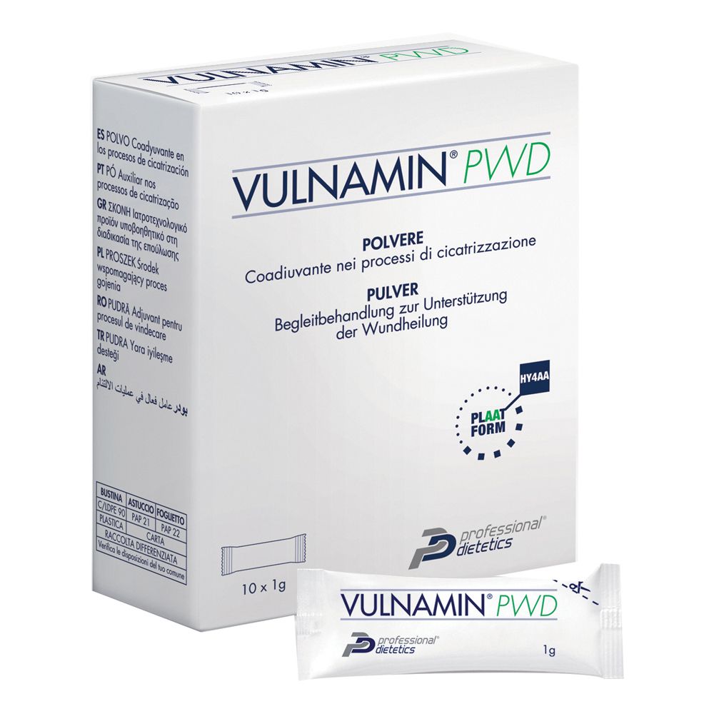 Vulnamin Pwd Medicazione Interattiva In Polvere Di Sodio Jaluronato E Aminoacidi 10 Stick Pack