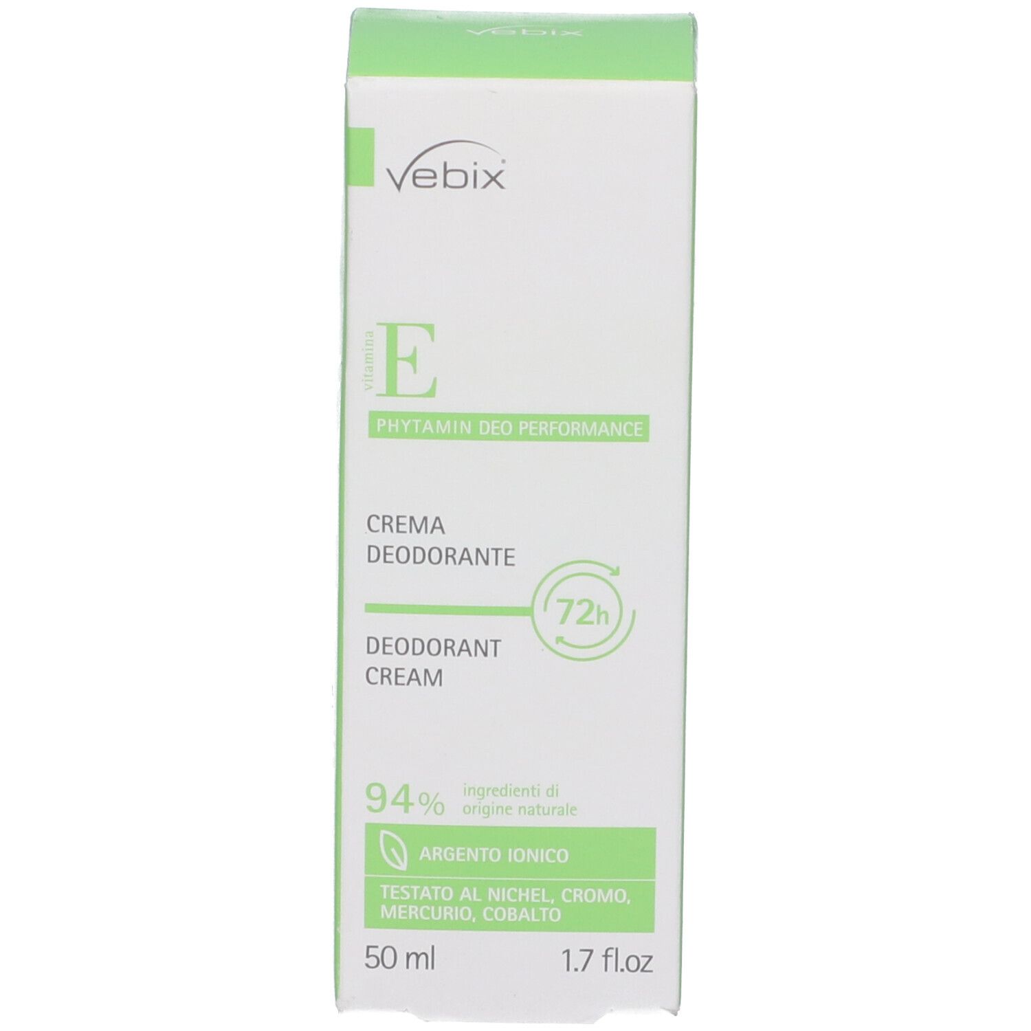 Vebix Phytamin E Deo Performance Crema Deo 72H-50Ml Sali Di Argento