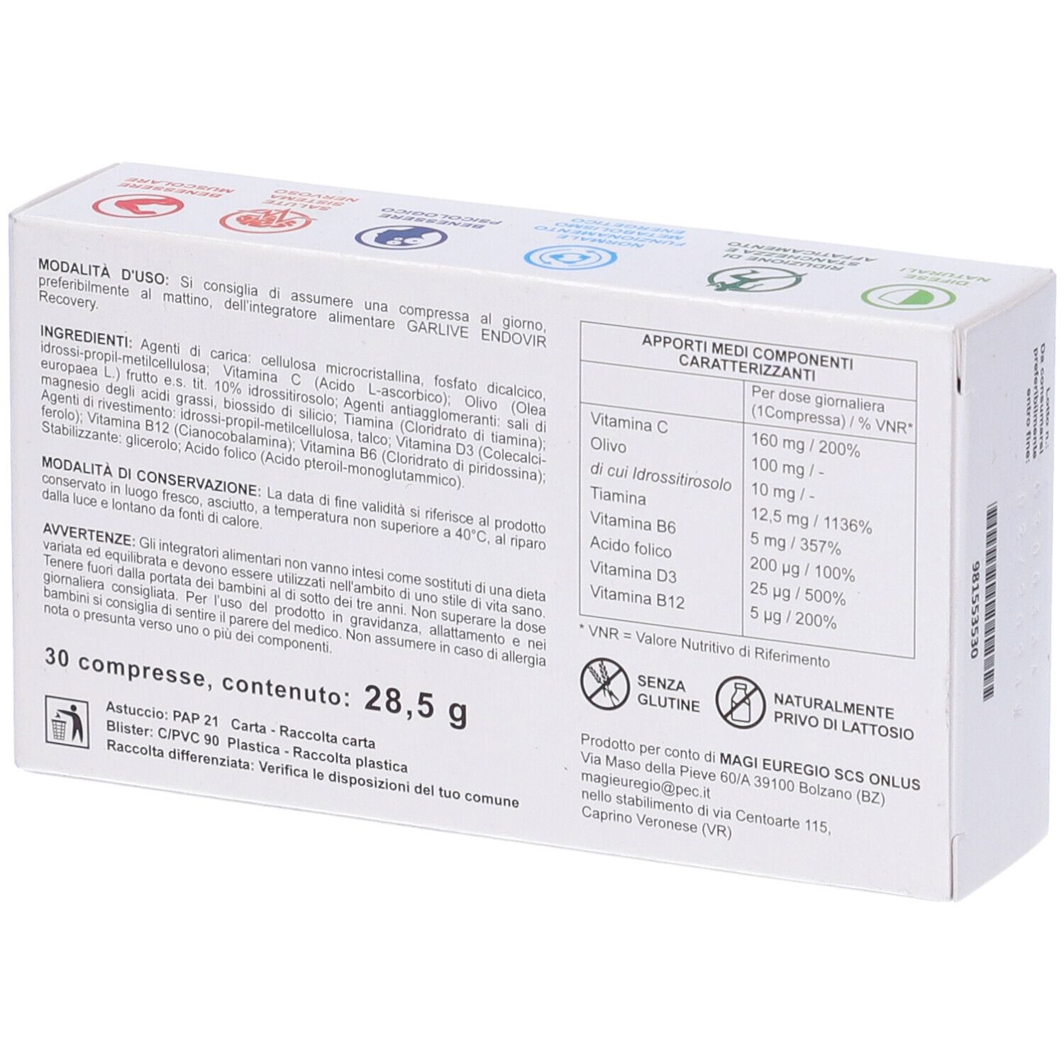 Garlive Endovir Recovery 30 Compresse