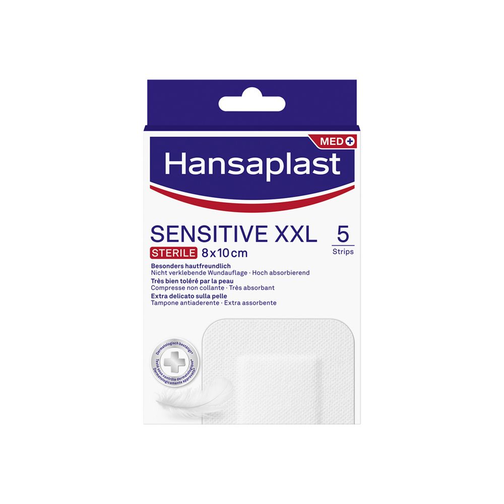 Hansaplast Cerotti Sensitive XXL, Cerotti medicazione per ferite medio-grandi, 5 pezzi da 8 x 10 cm - risparmia il 10% con il codice: NI10