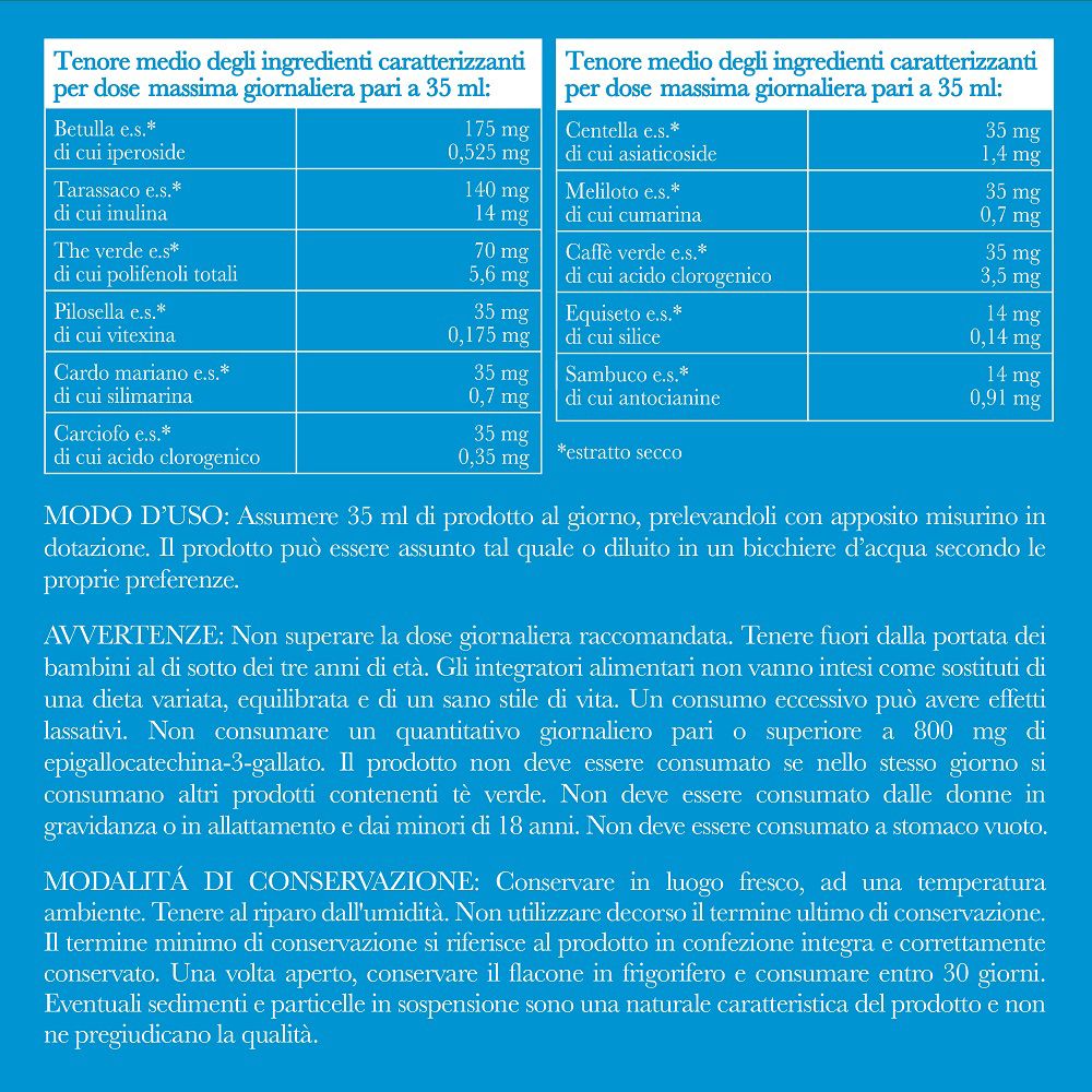 OptiMax Drenante & Depurativo: dettagli ingredienti e modalità d'uso.