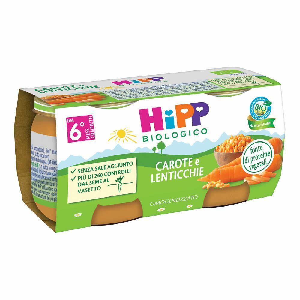 Hipp - pappa pronta completa bio, crema di riso con lenticchie e verdure,  per b