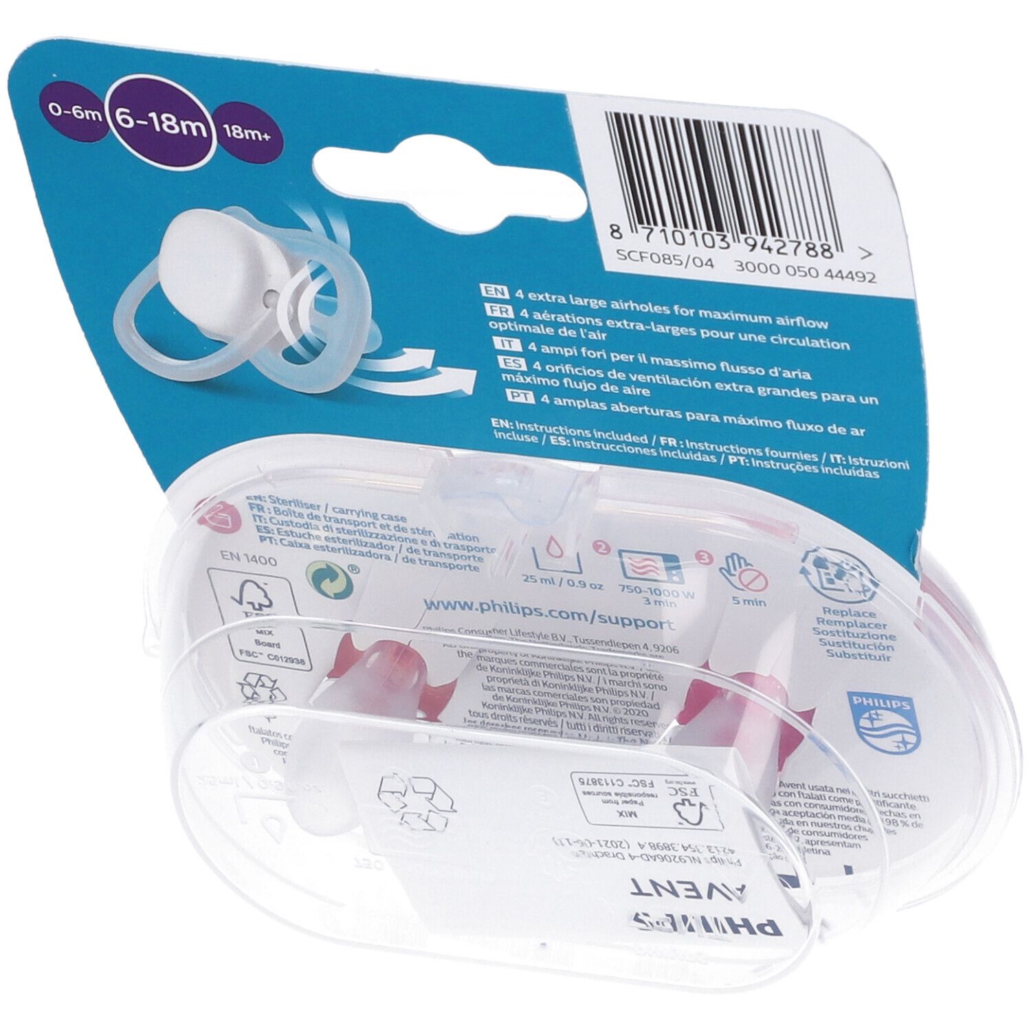 Avent Ultra Air Succhietto Balena/Stella Femmina 6-18 Mesi 2 Pezzi 2 pz